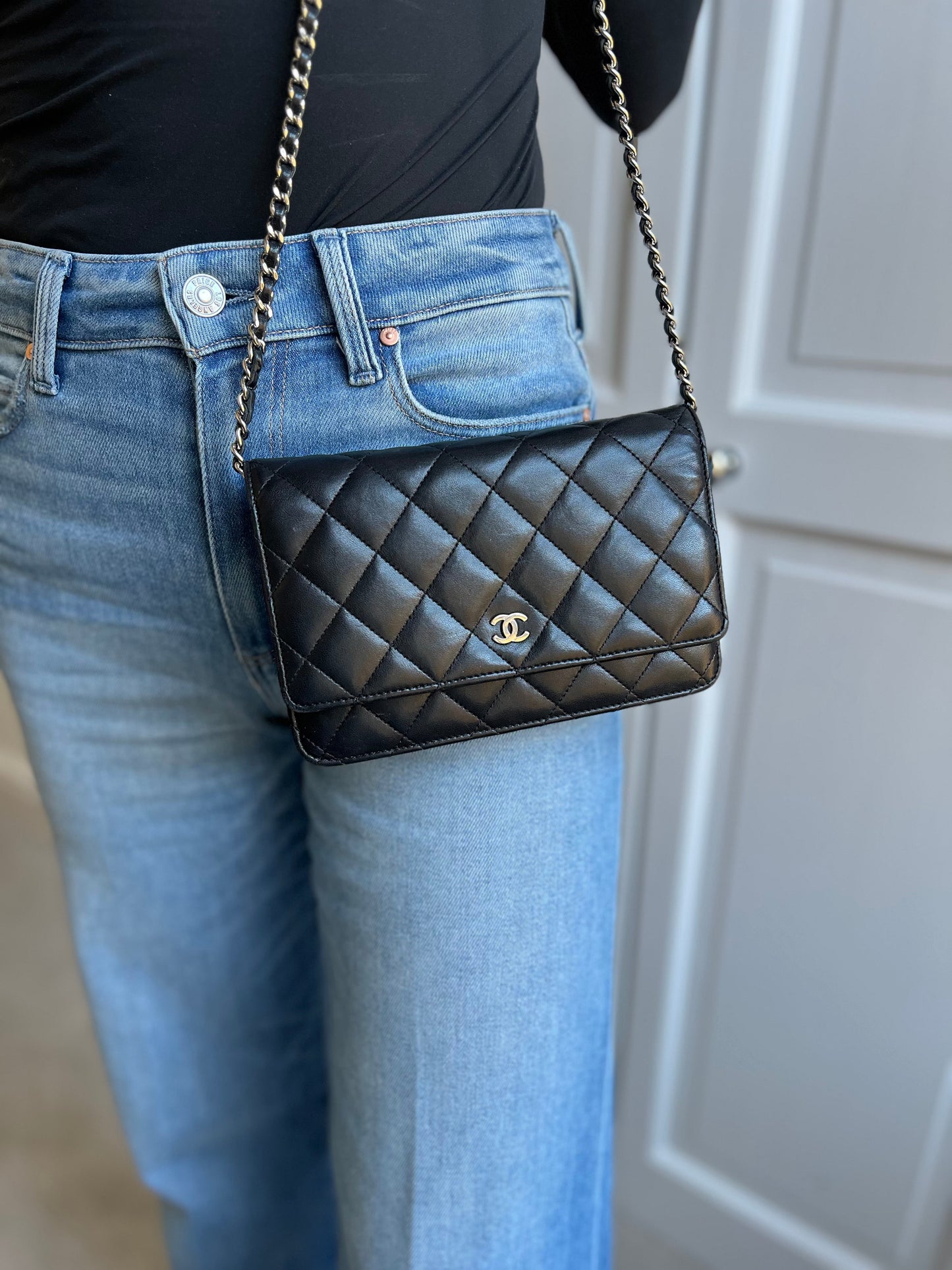 Chanel Wallet on Chain in Black Lambskin Silver Hardware (RRP £2,820)