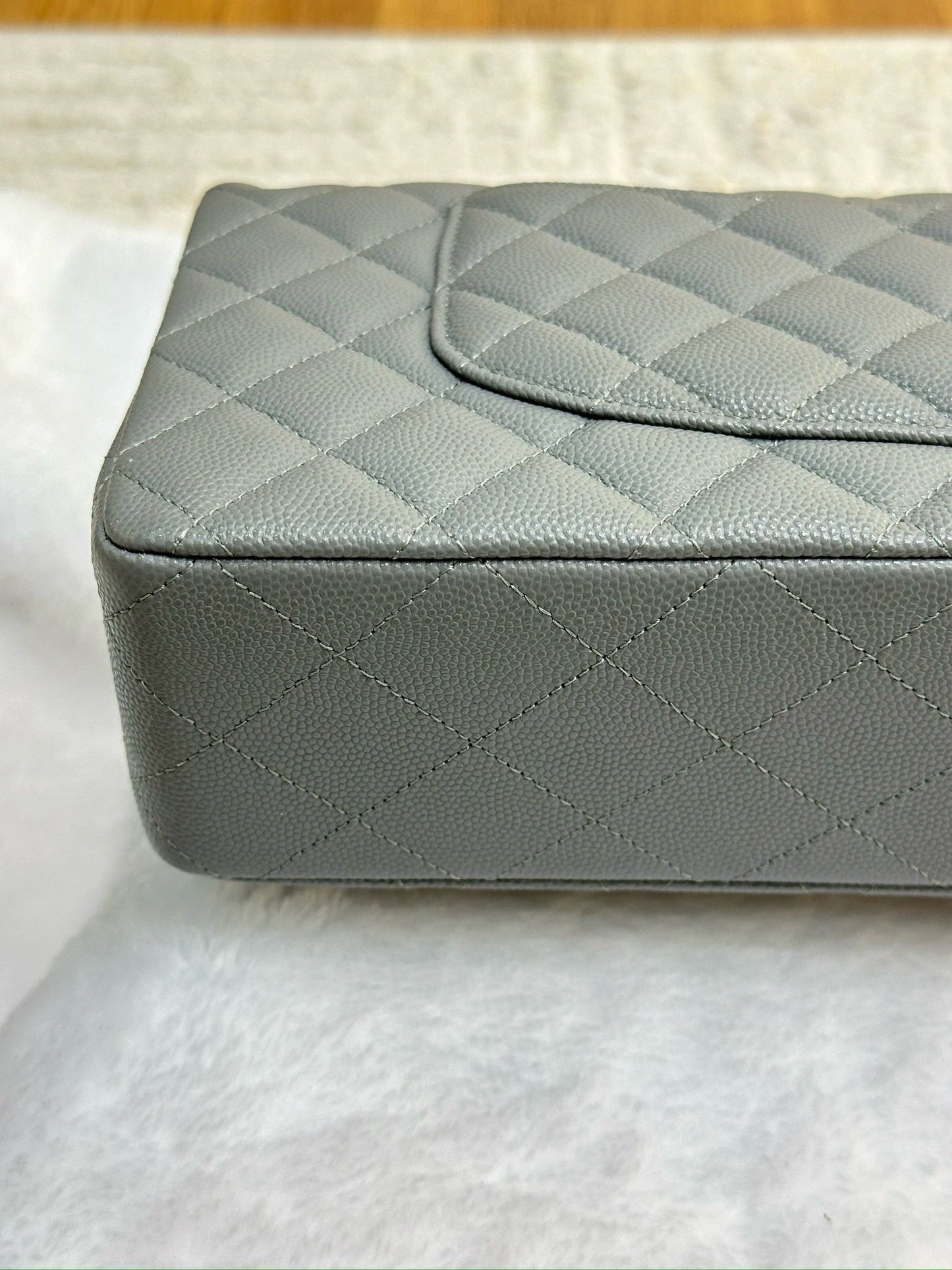 Chanel Medium Caviar Quilted Double Flap Bag Grey LGHW