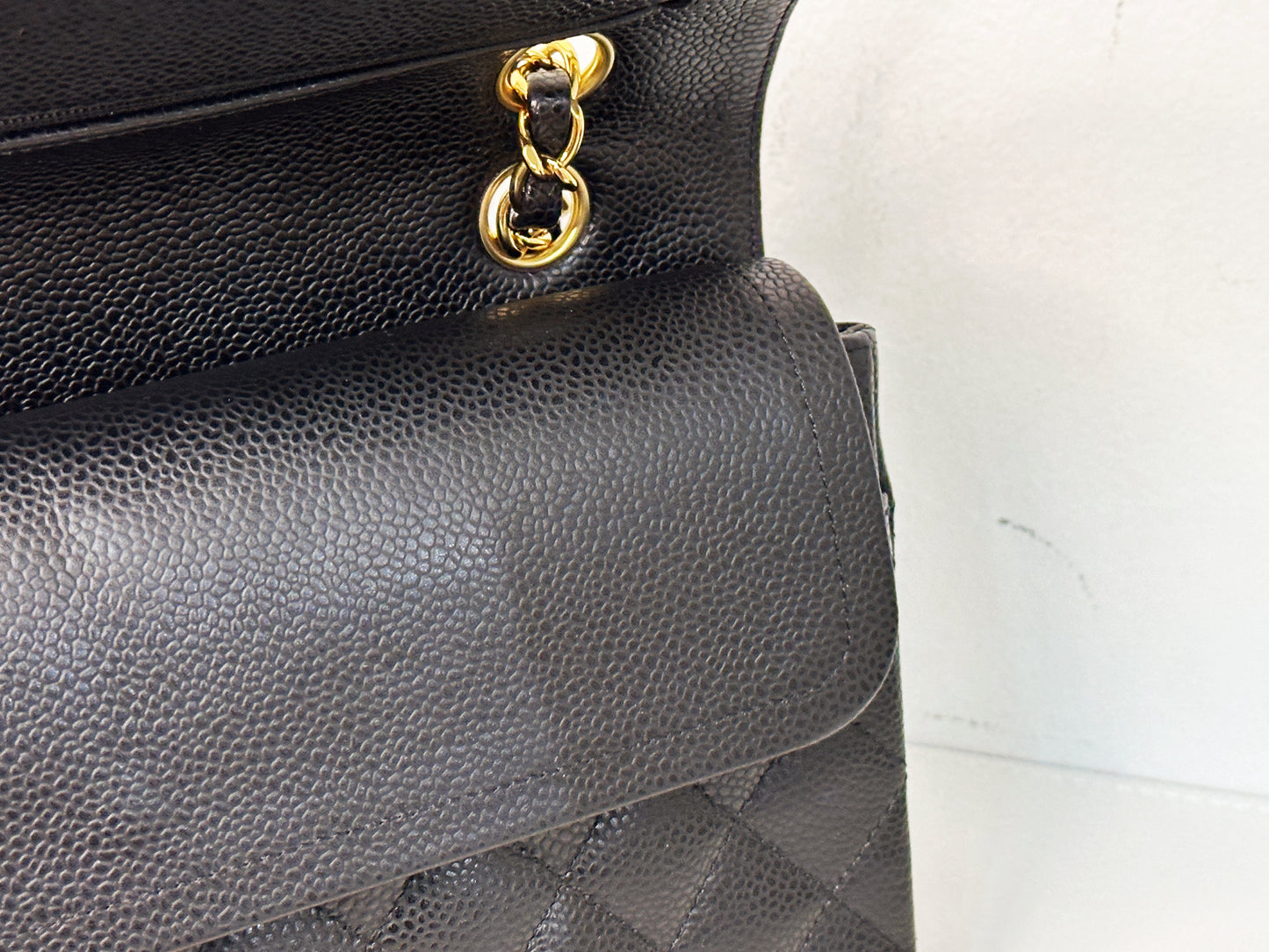 CHANEL Classic Double Flap Medium Shoulder Bag Black Caviar 24k GHW 1125 holo card