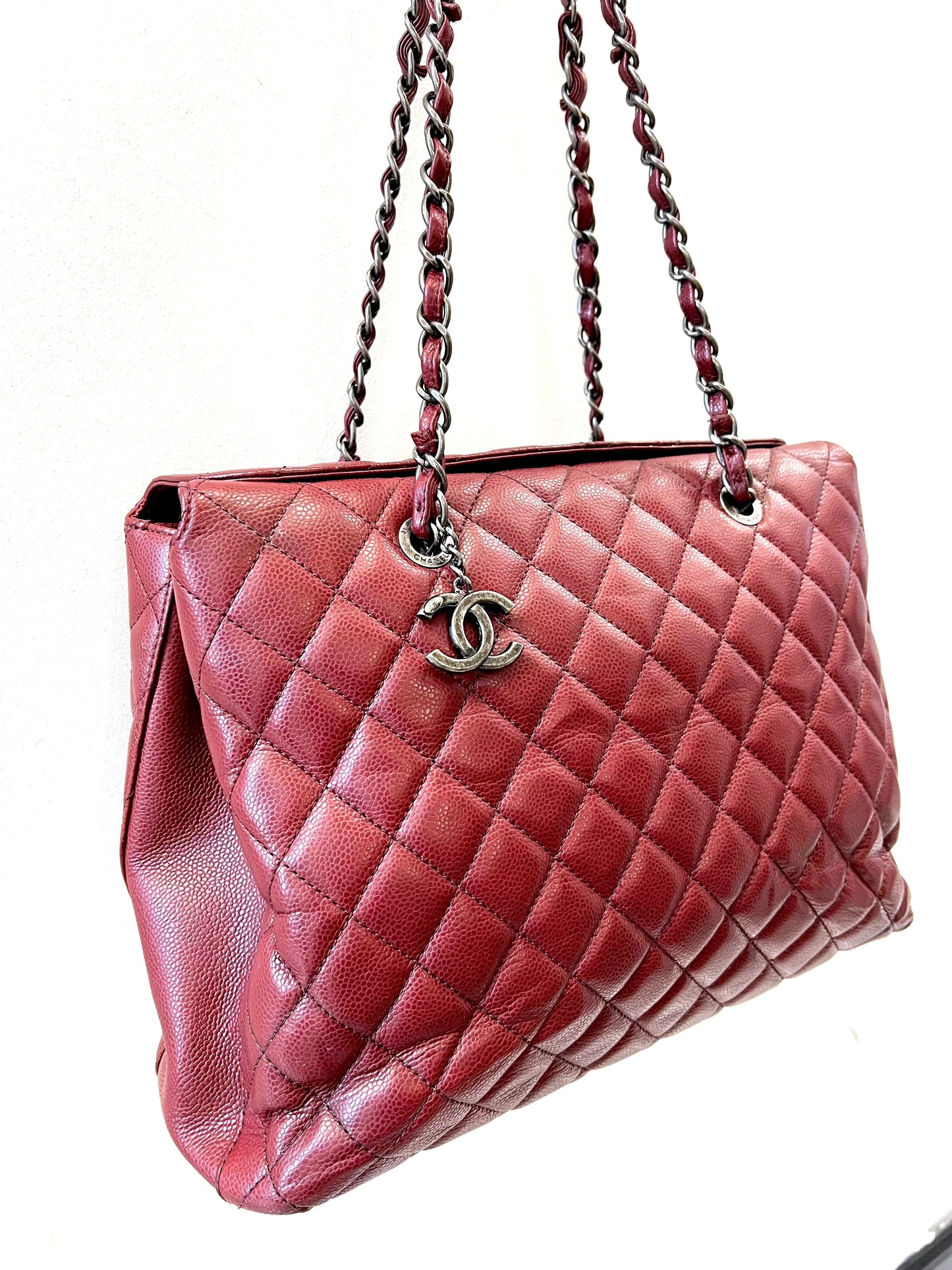 CHANEL CAVIAR QUILTED LEATHER CITY SHOPPER TOTE BAG-HS
