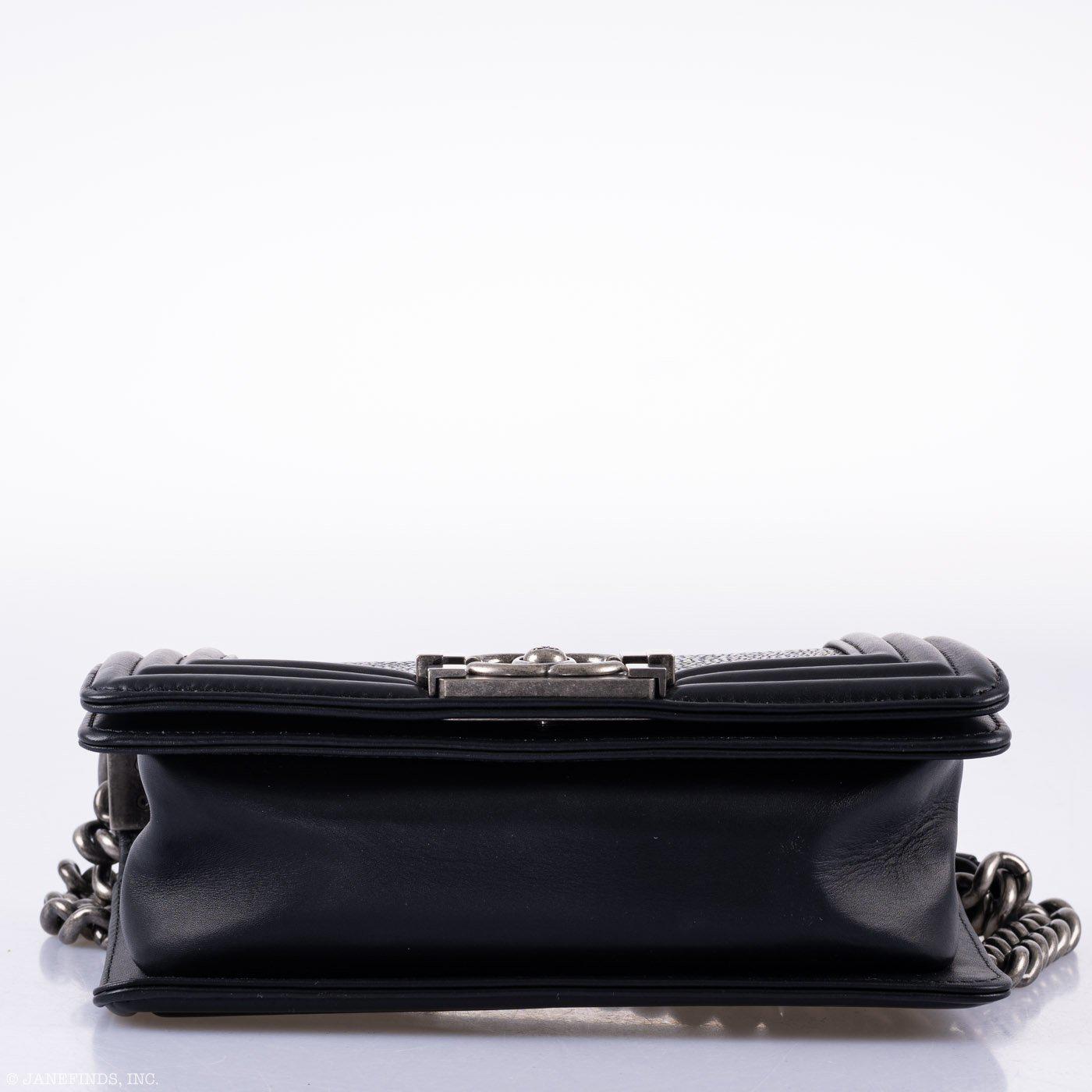 CHANEL Galuchat Stingray Small Boy Flap Black Bag