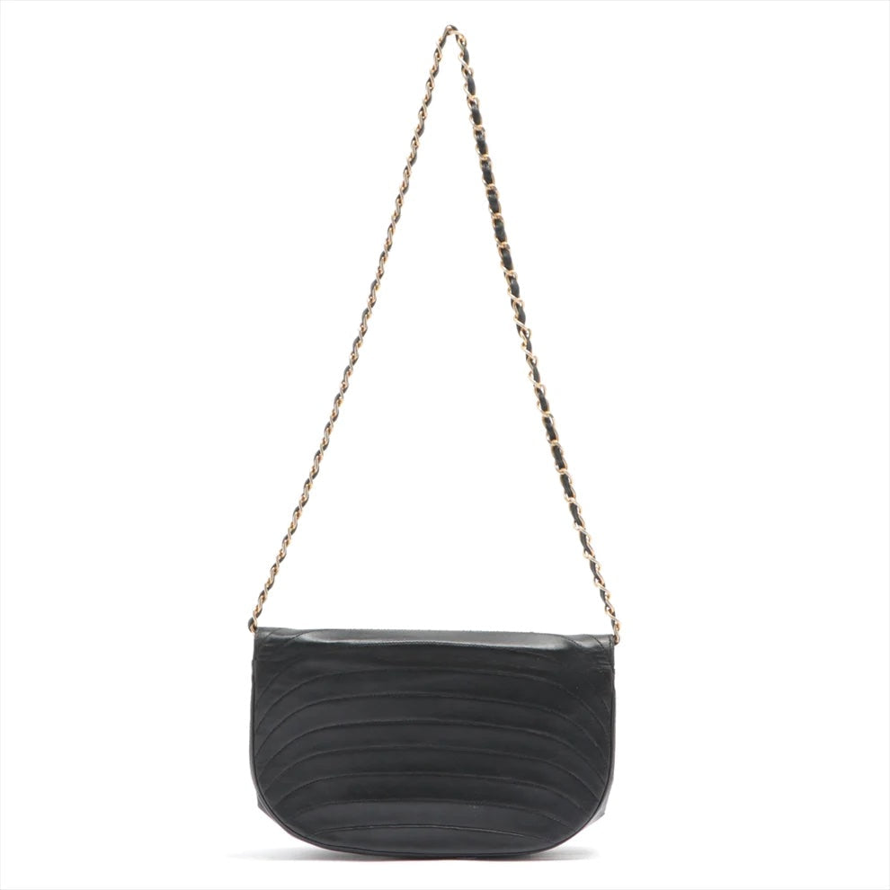 CHANEL LAMBSKIN LEATHER HALF MOON SHOULDER BAG