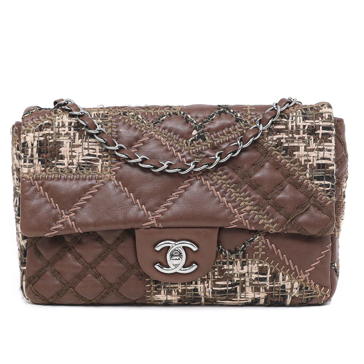 CHANEL LAMBSKIN PATCH STITCHED QUILTED MEDIUM FLAP BAG