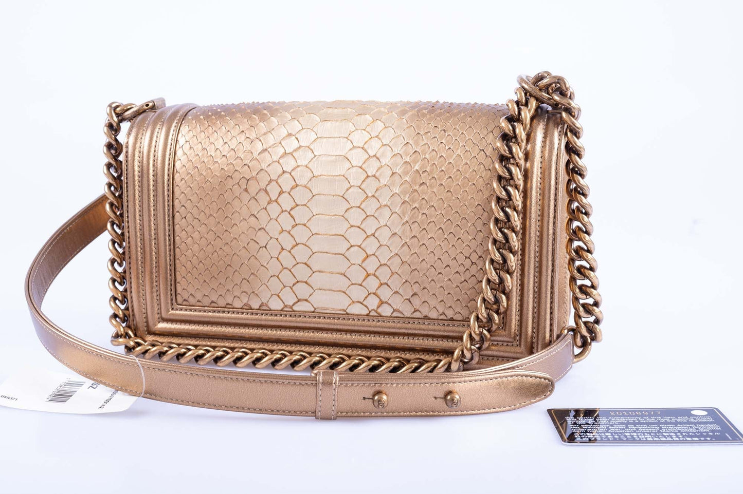 Chanel Medium Boy Flapbag Matte Gold Python Limited