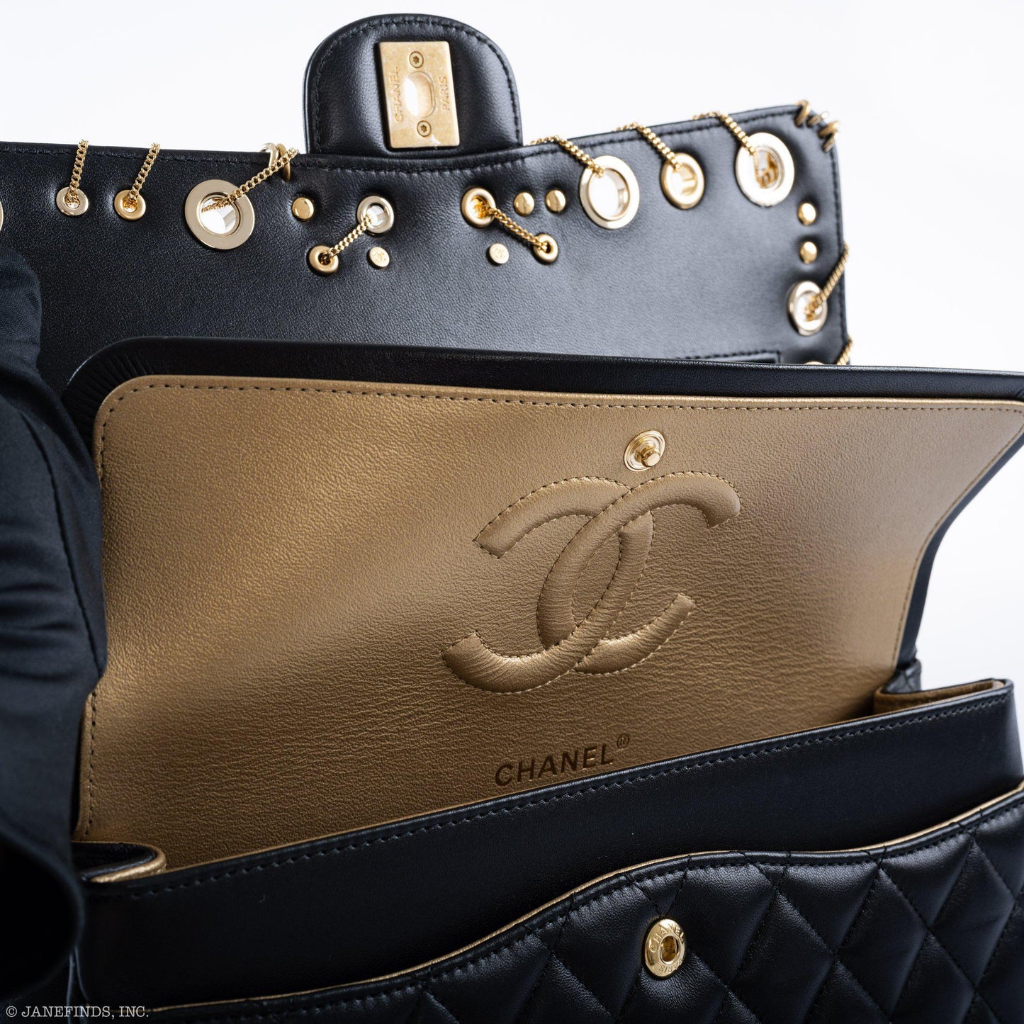 CHANEL Piercing Chic Black Medium Classic Double Flap Bag 2018
