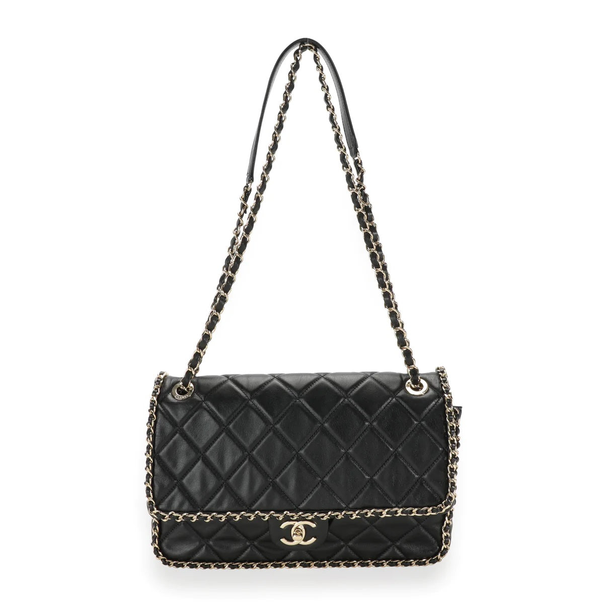 CHANEL QUILTED CRUMPLED LAMBSKIN RUNNING CHAIN FLAP JUMBO BAG