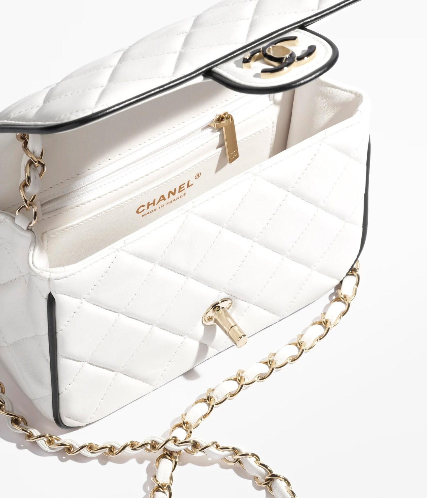 CHANEL QUILTED LAMBSKIN MINI GRAPHIC FRAME FLAP BAG