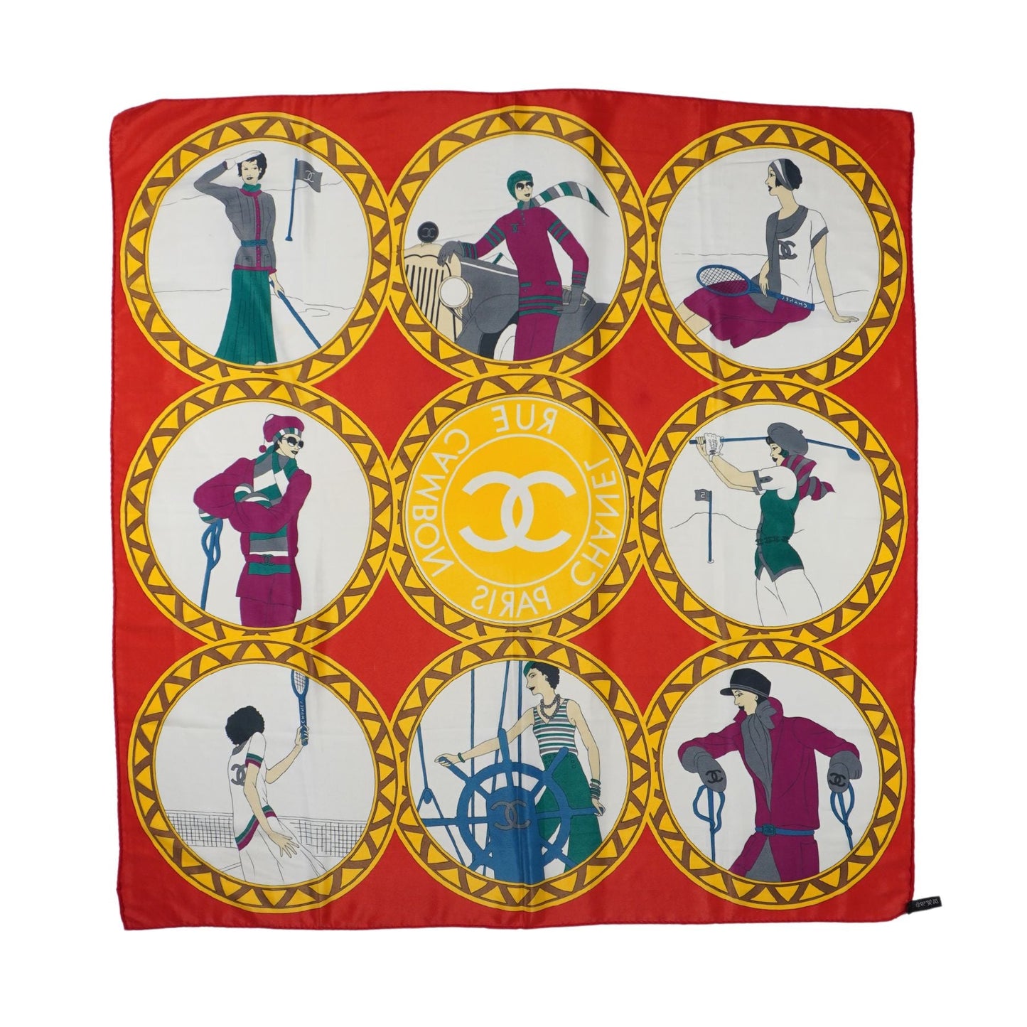 Chanel Vintage 'Rue Cambon Sporting Ladies' Scarf