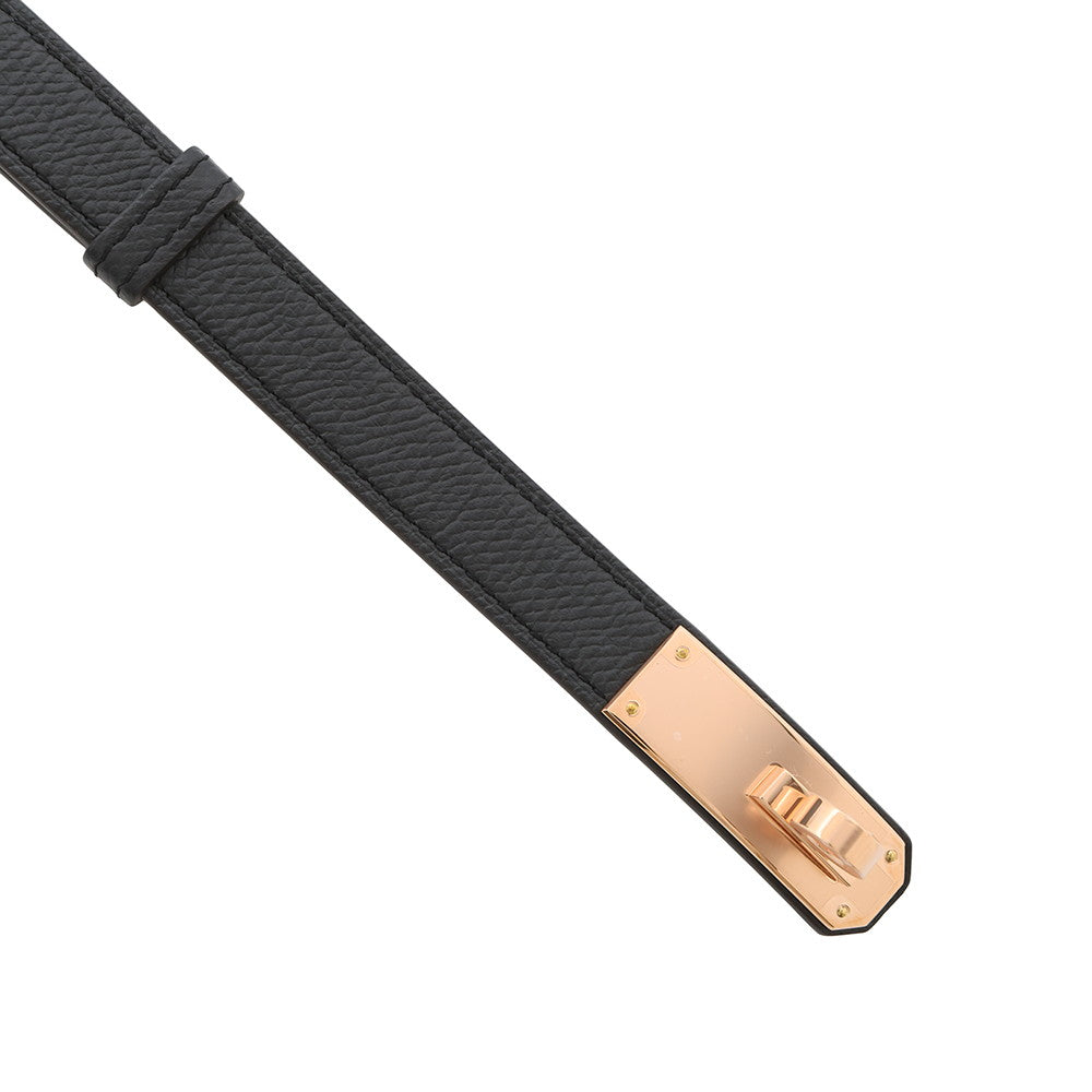 HERMES Belt Kelly 18 Black/Gold Epsom