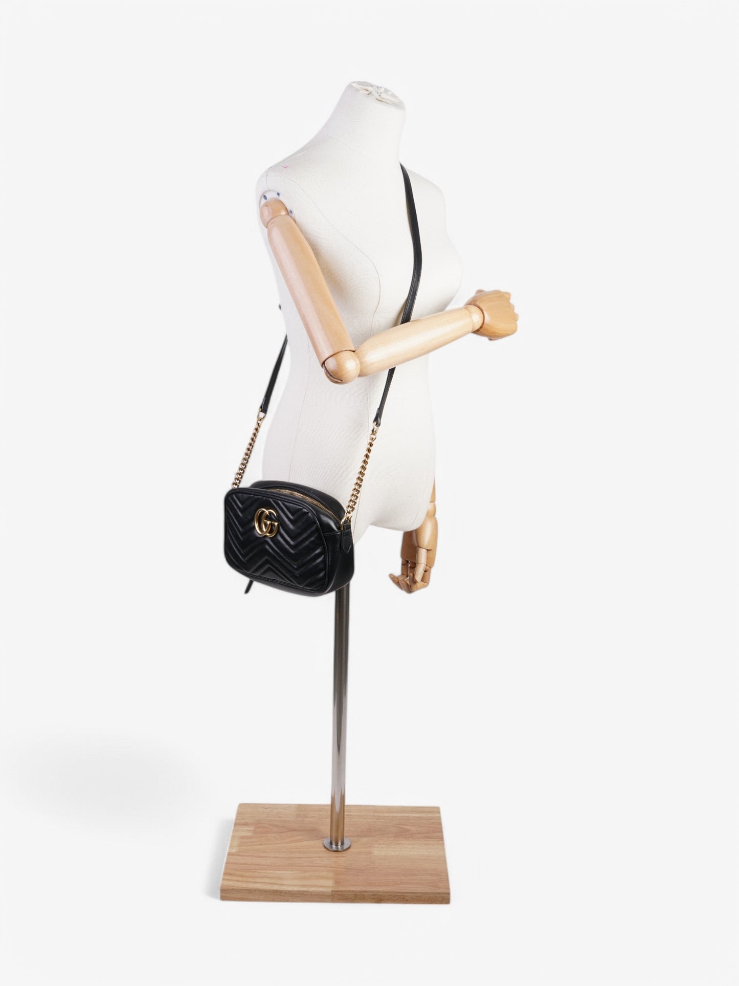 Gucci Marmont Zip Black Matelasse Leather Small