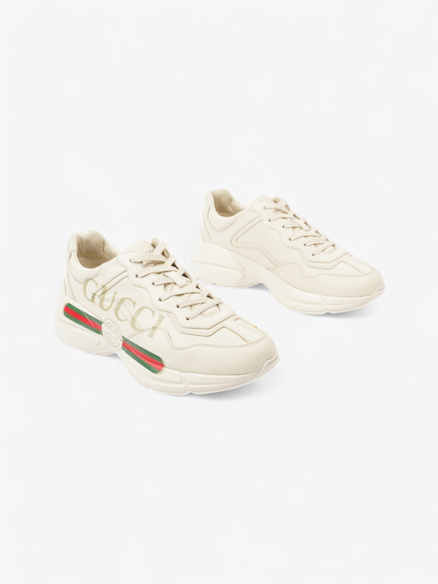 Gucci Rhyton Sneakers Beige / Red / Green Leather EU 42.5 UK 8.5