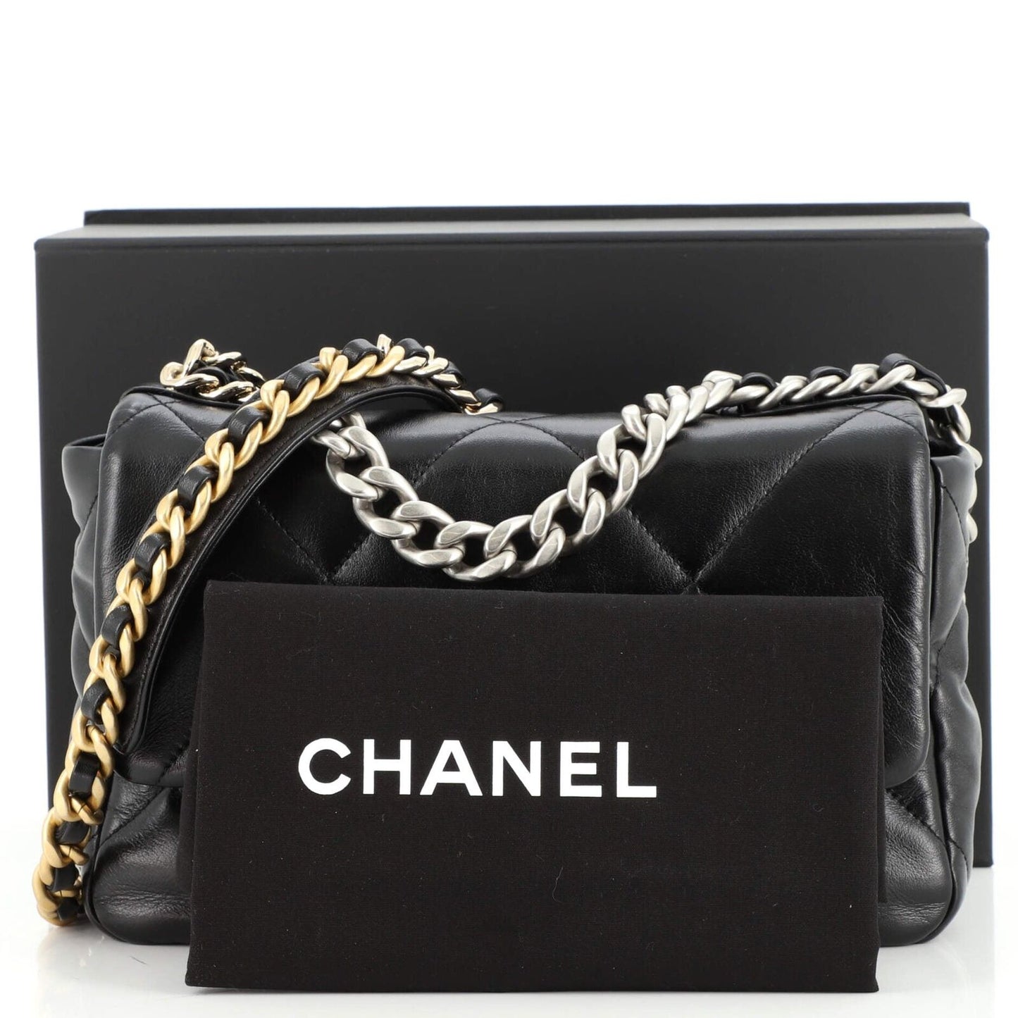 CHANEL MEDIUM LAMBSKIN QUILTED CHANEL 19 BAG
