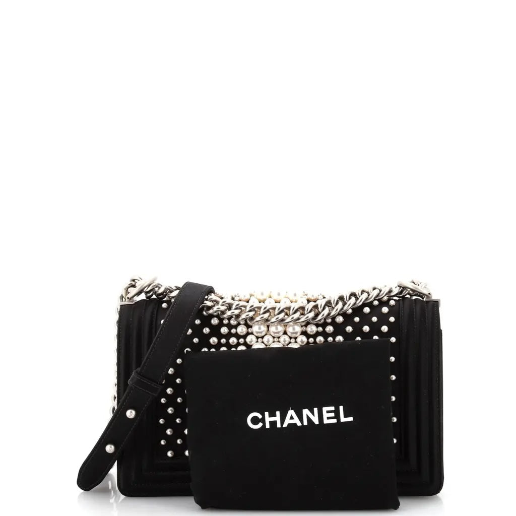 CHANEL LIMITED EDITION FAUX PEARL MEDIUM BOY BAG