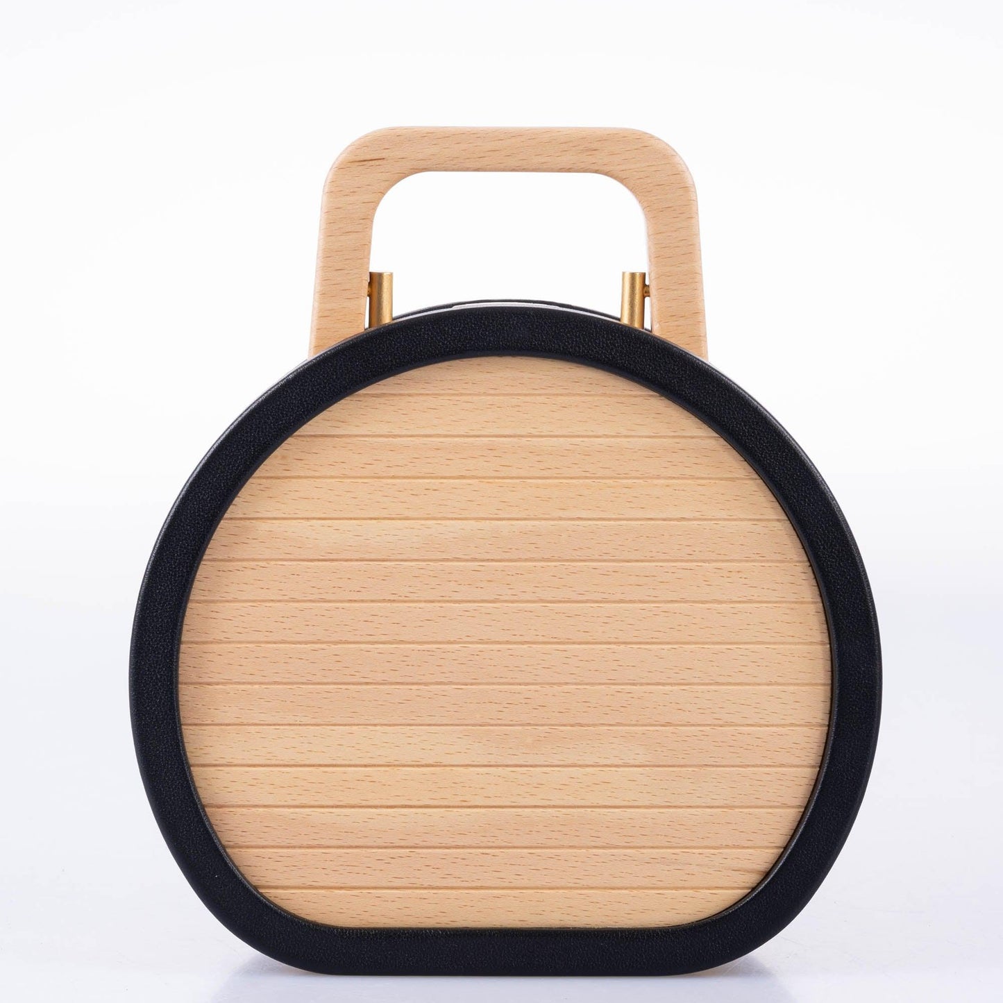Chanel Round CC Vanity Case Beechwood and Black Lambskin Gold Hardware