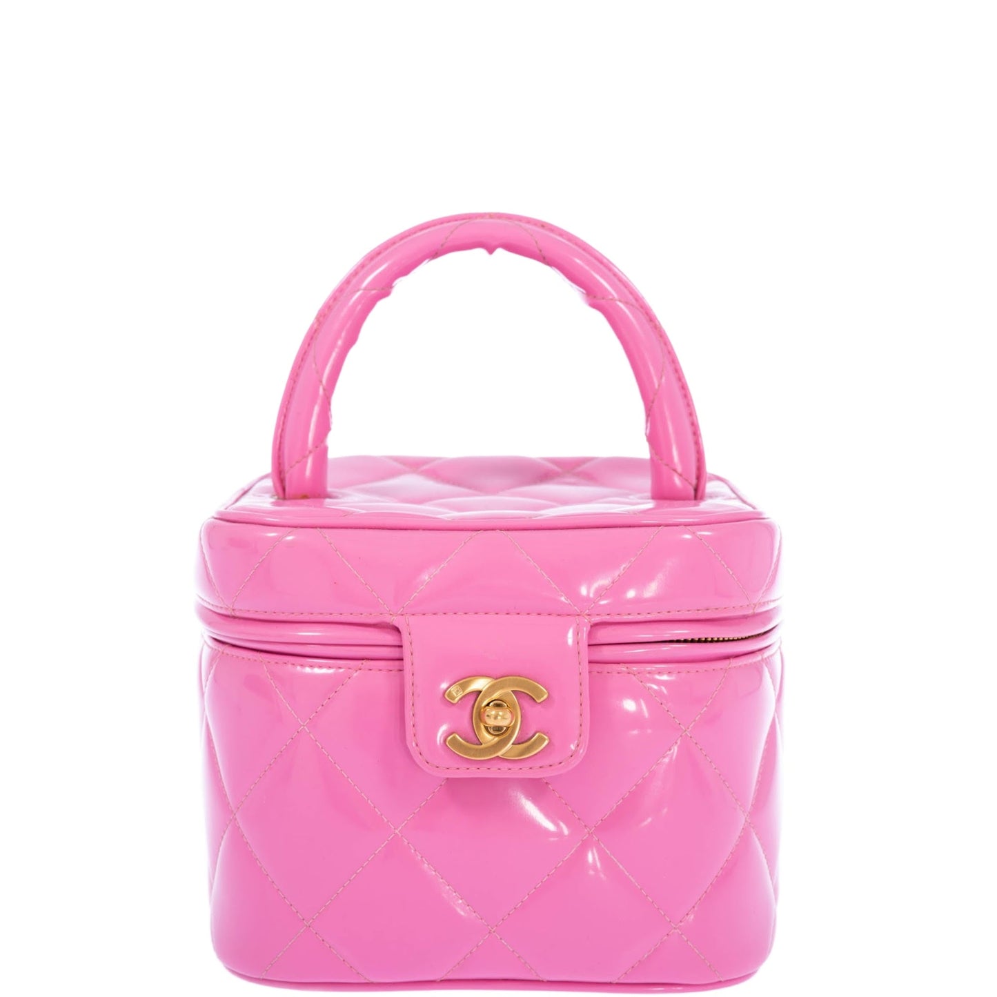 Chanel Vintage 1995 Barbie Collection Pink Heart Mirror Vanity Case and Bag