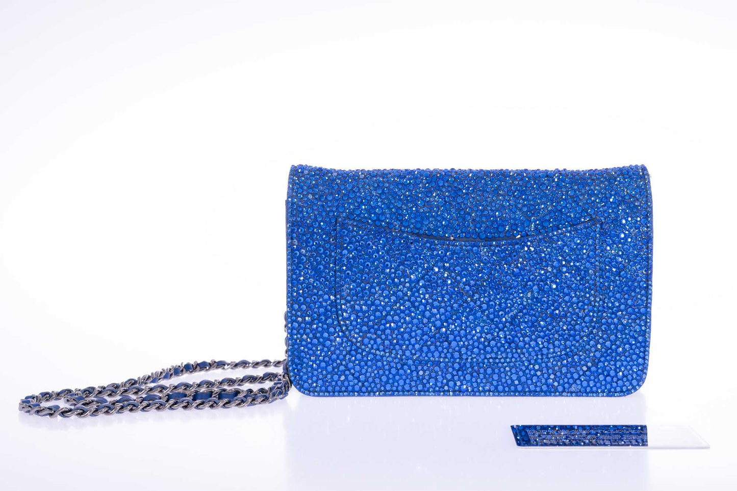 Chanel Wallet on Chain WOC Blue with Custom Swarovski
