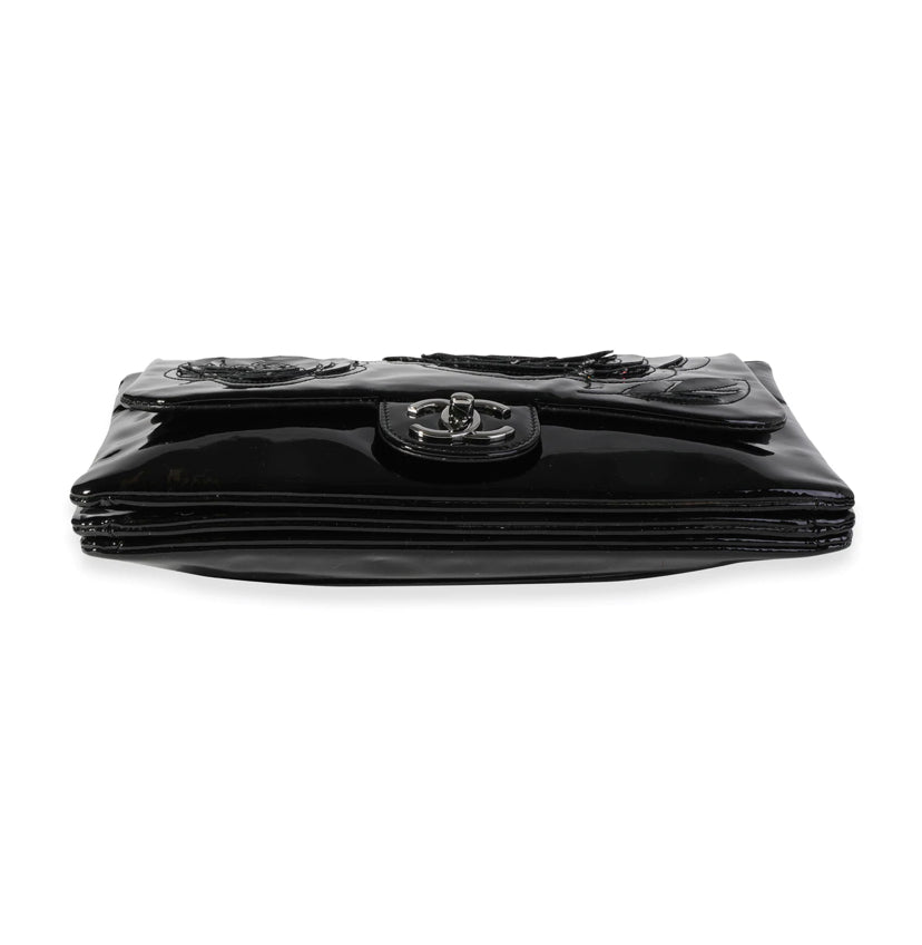 CHANEL PATENT LEATHER CAMELLIA FLOWER BAG