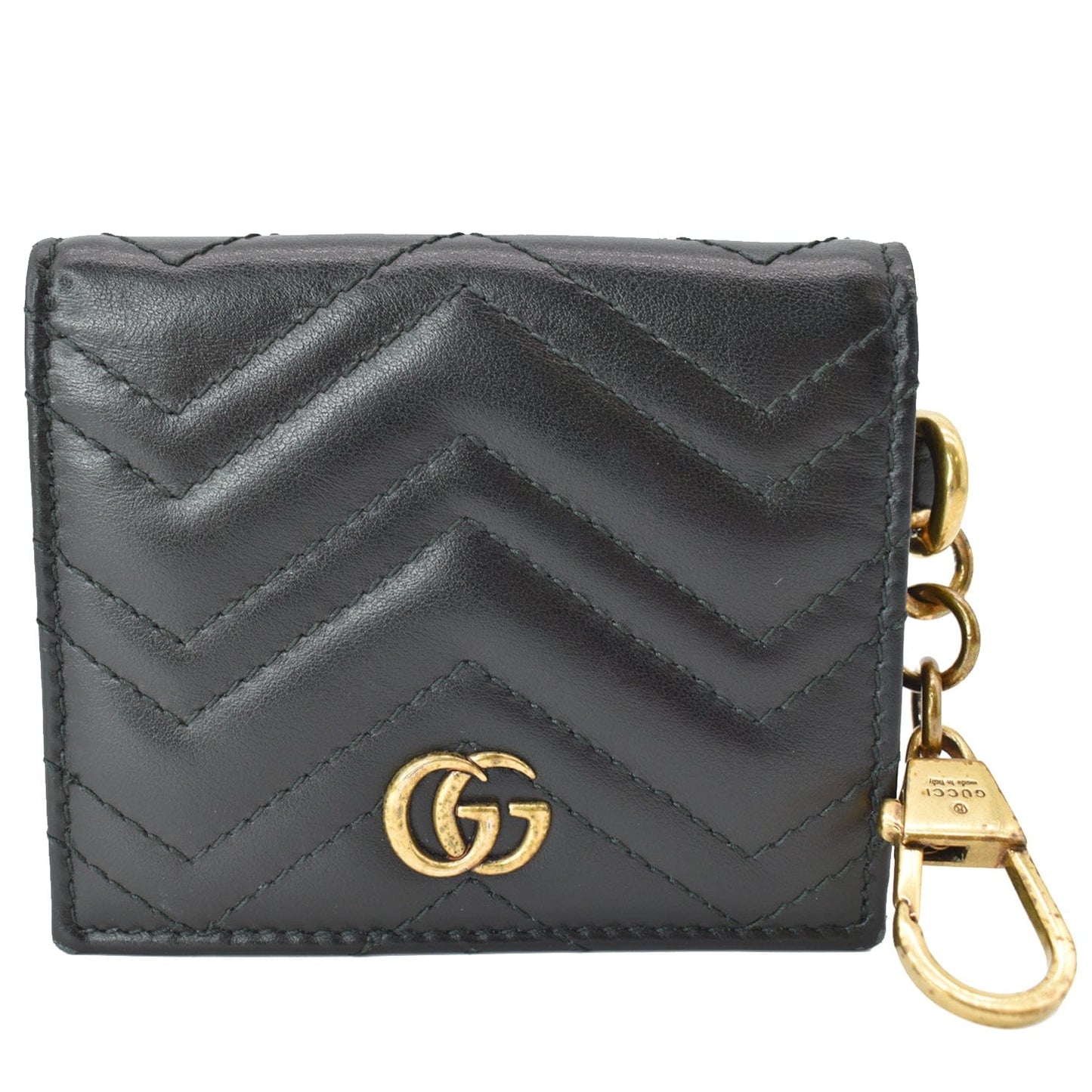 GUCCI Marmont GG Leather Card Case Wallet Black 546579