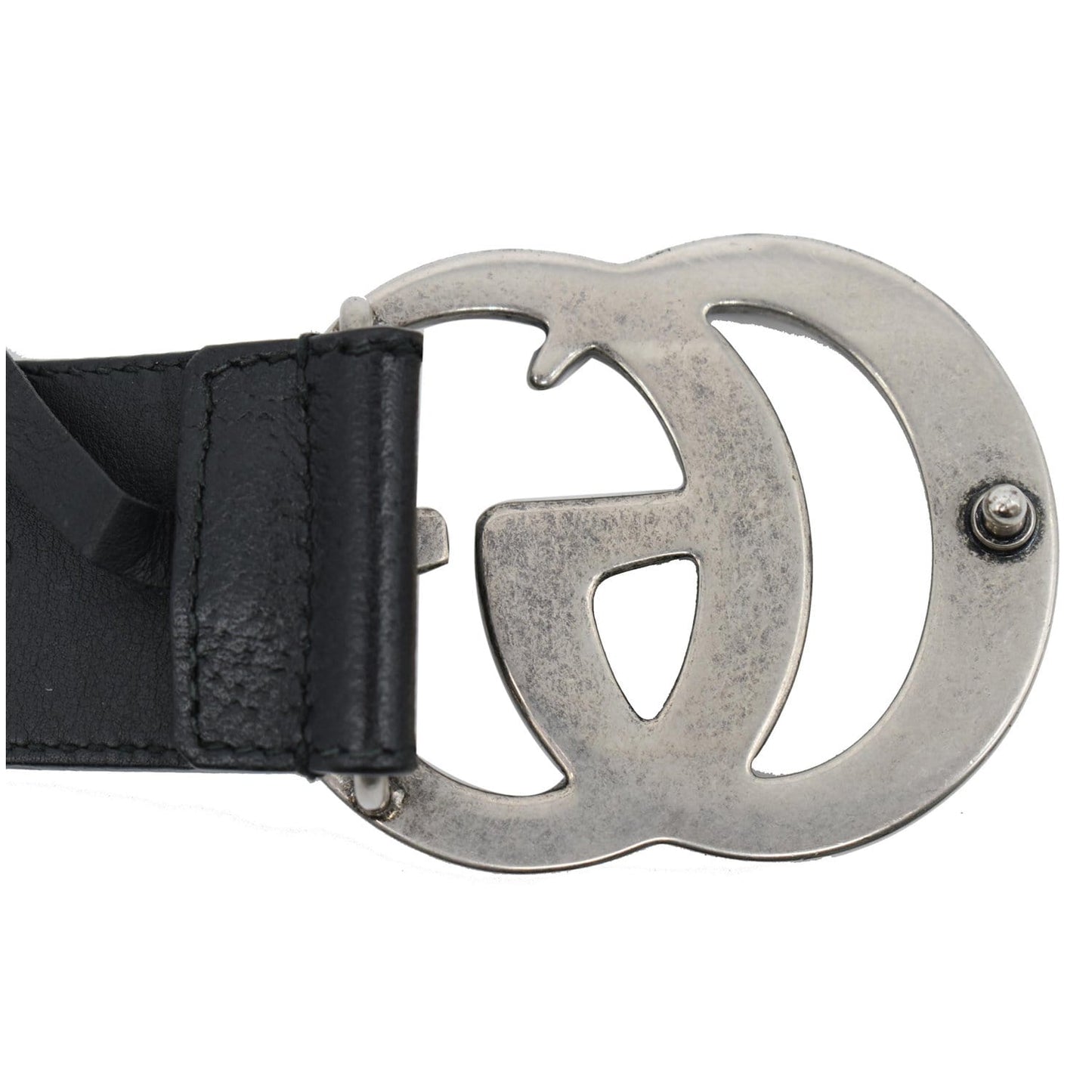 GUCCI Double G Buckle Leather Belt Black 406831 Size 90.36