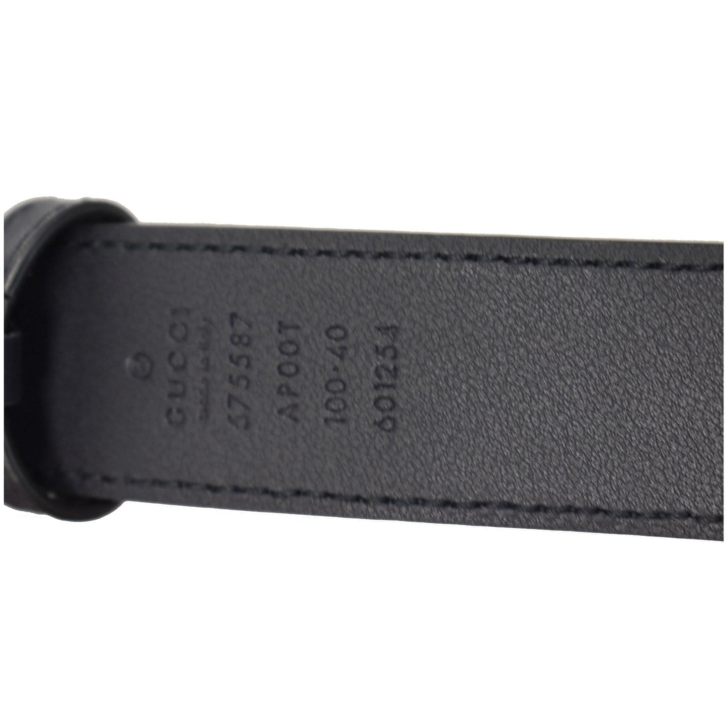 GUCCI Framed Double G Buckle Leather Belt Navy Blue 575587