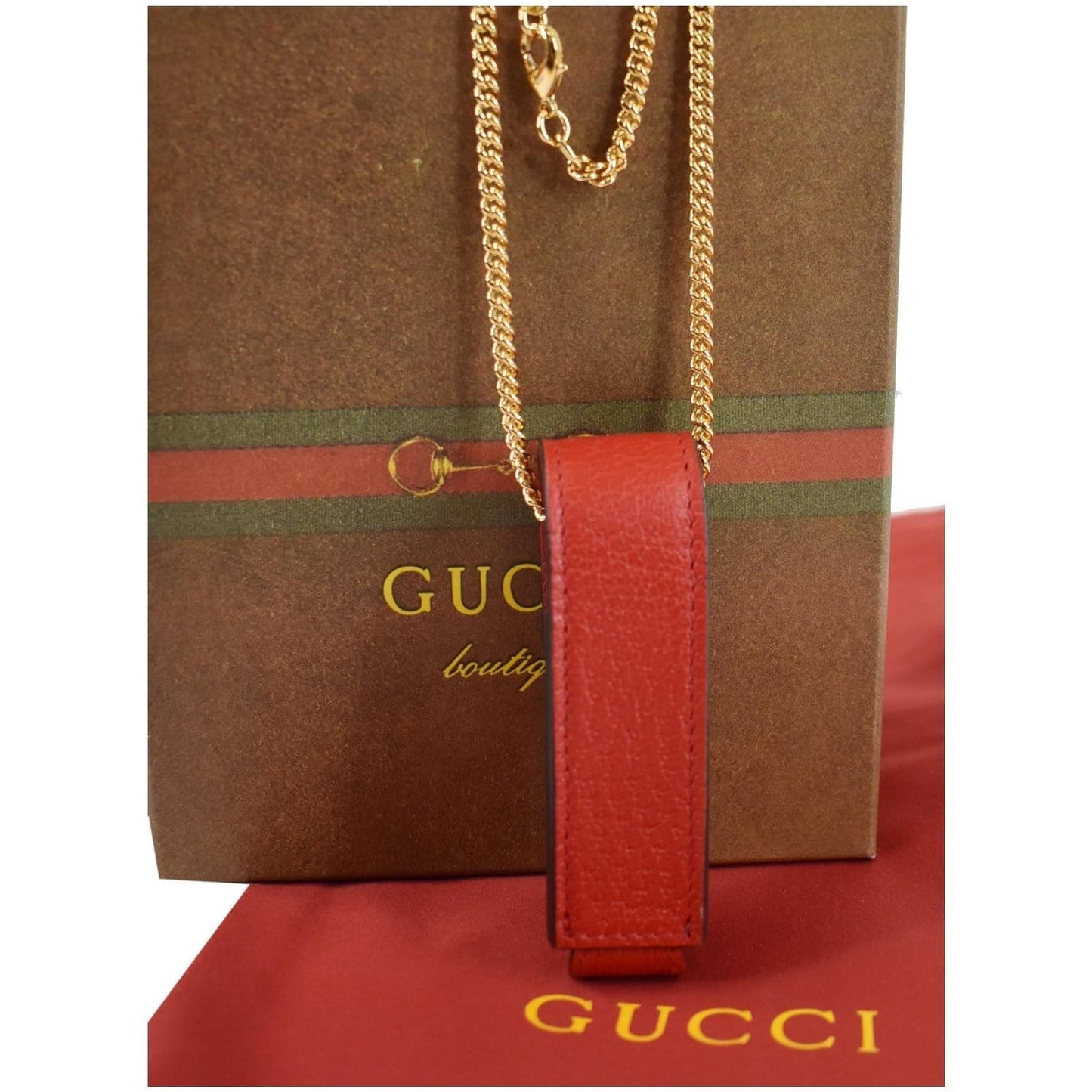 GUCCI Porte Rouges Leather single Lipstick Holder Red 615998