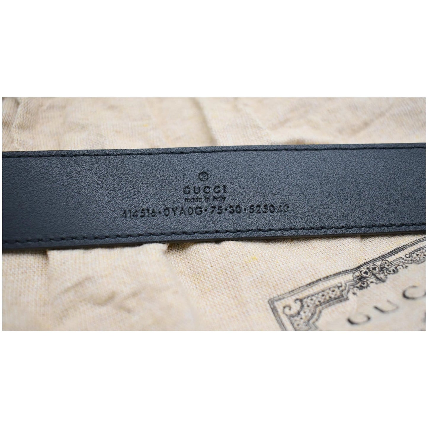 GUCCI Double G Buckle Leather Belt Black 414516