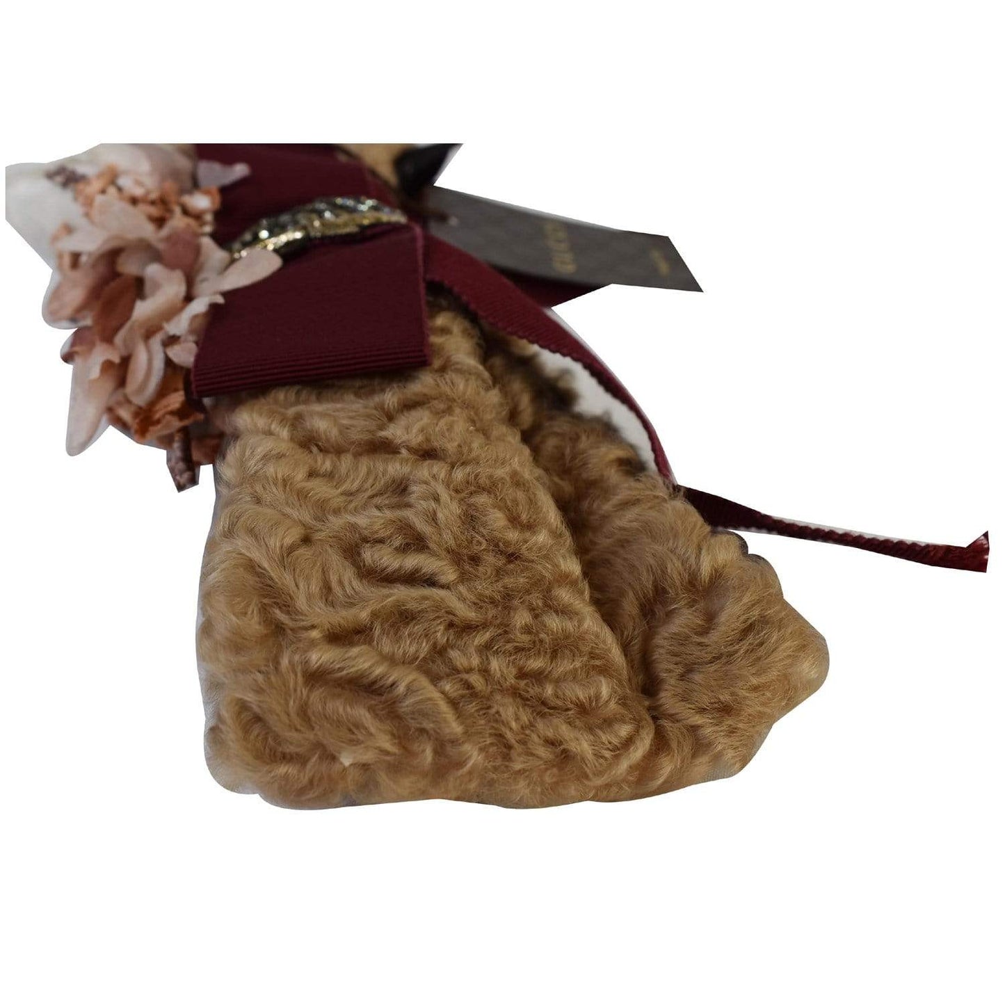 GUCCI Fur Beetle Headband Beige