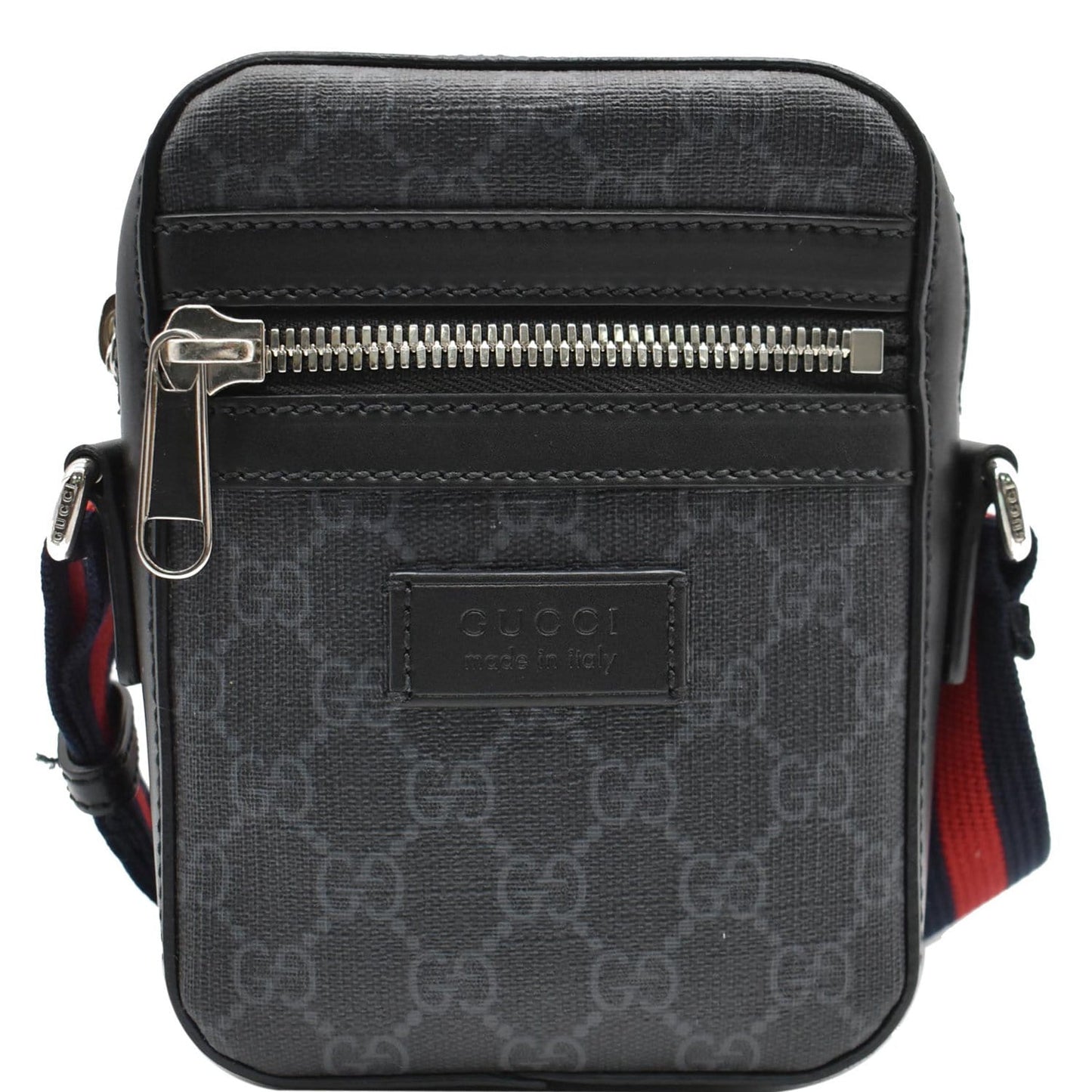 GUCCI GG Supreme Monogram Web Messenger Bag Black 598103