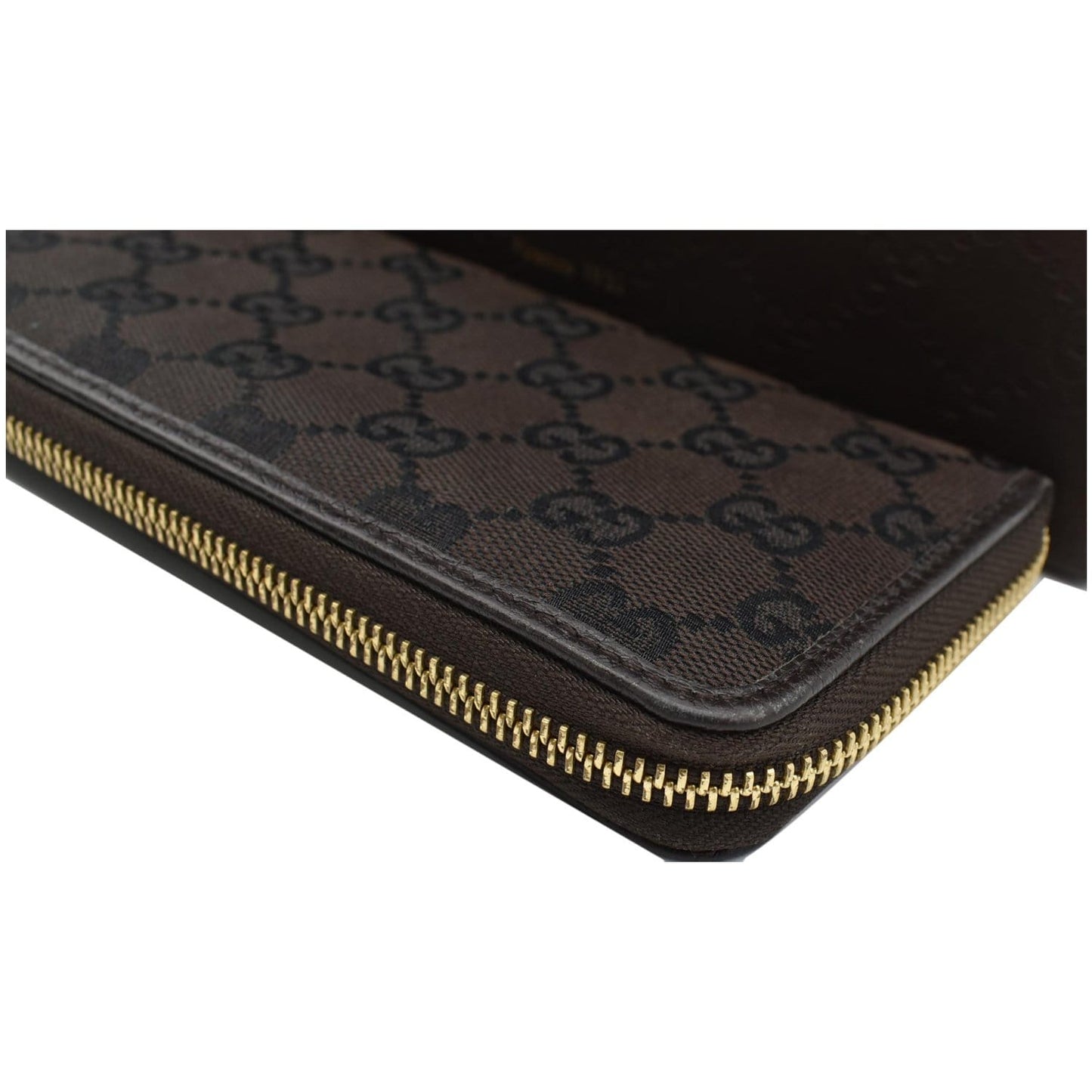 GUCCI GG Canvas Zip Around Wallet Brown 268917