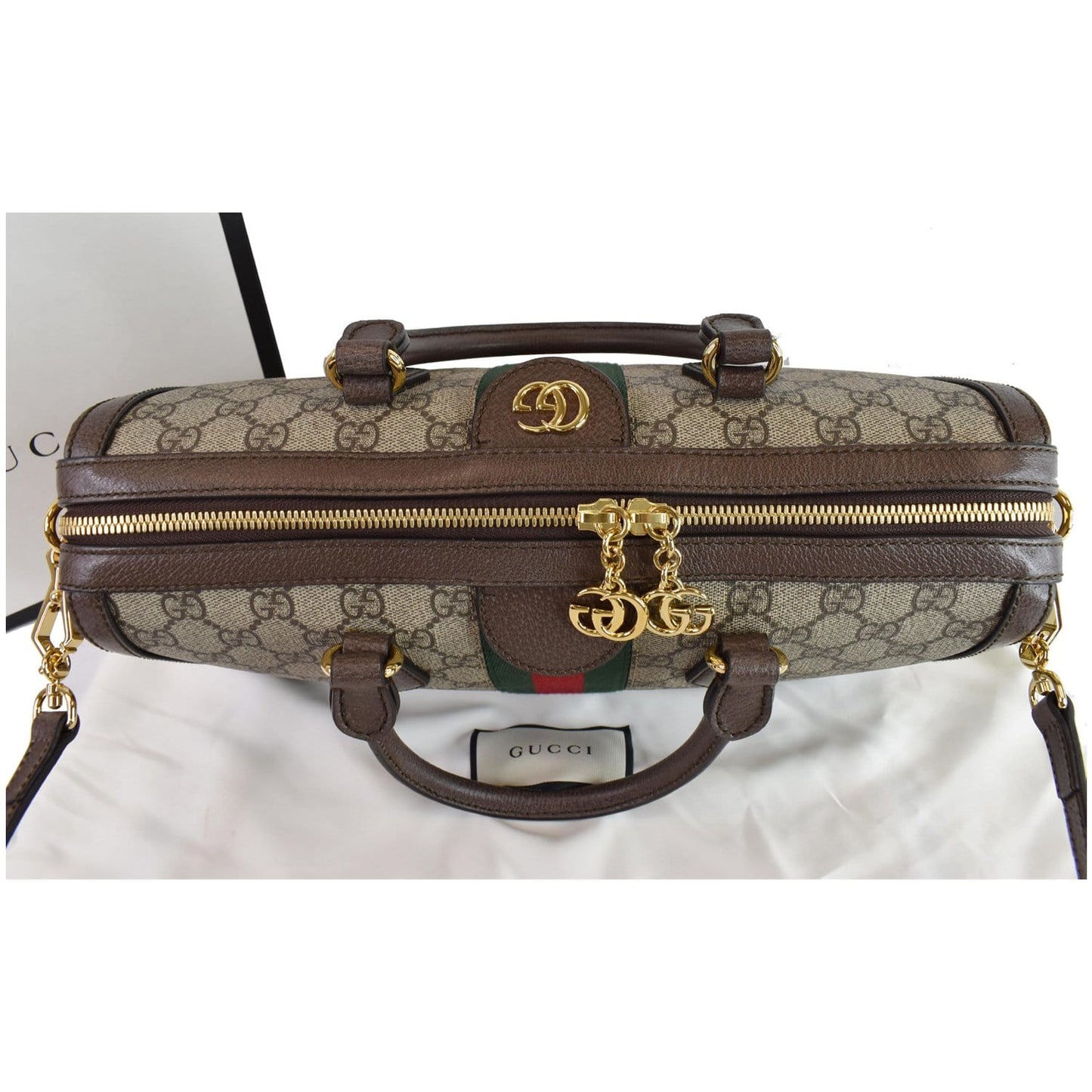 GUCCI Ophidia GG Canvas Medium Top Handle Shoulder Bag Beige 524532