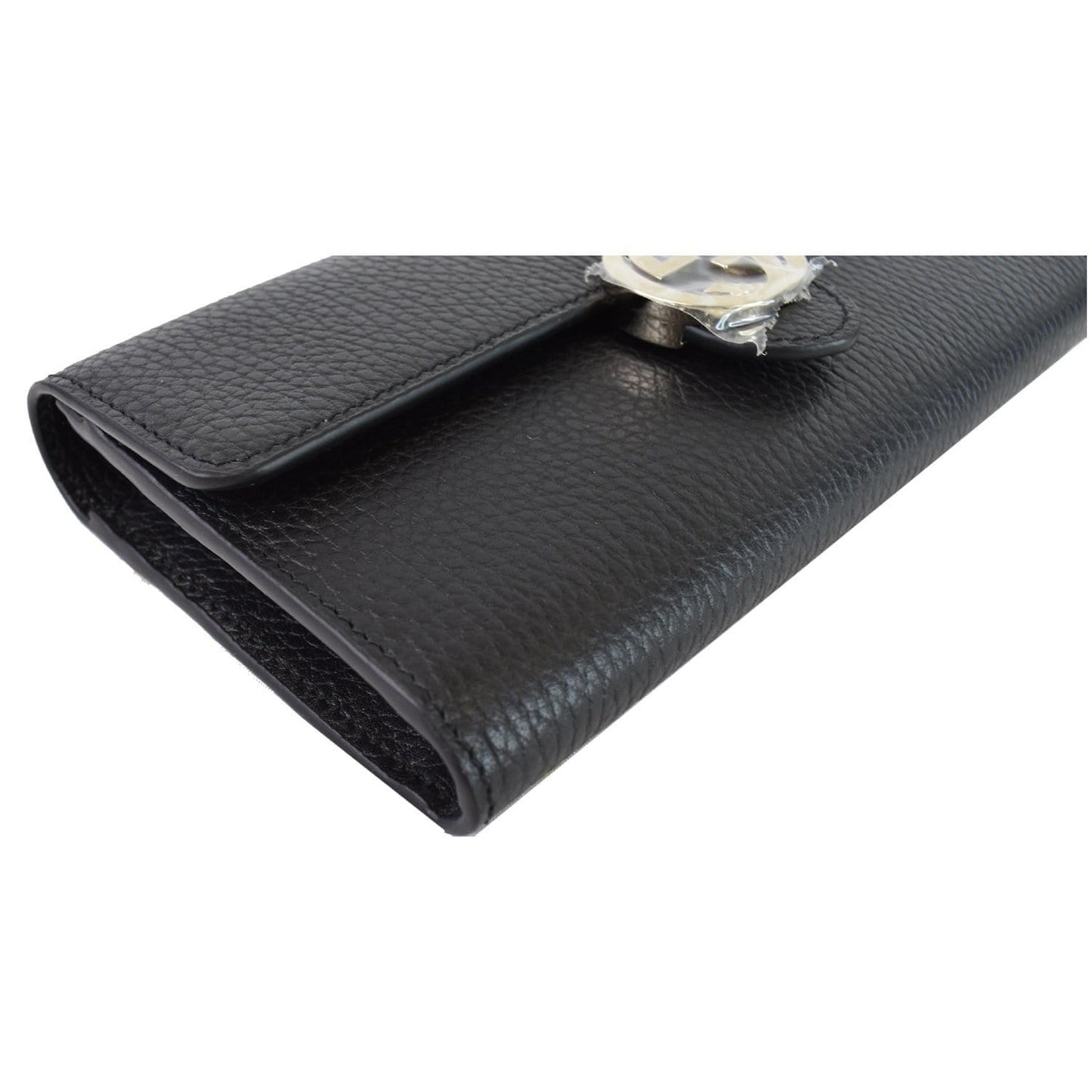 GUCCI GG Interlocking Continental Leather Wallet Black 598166
