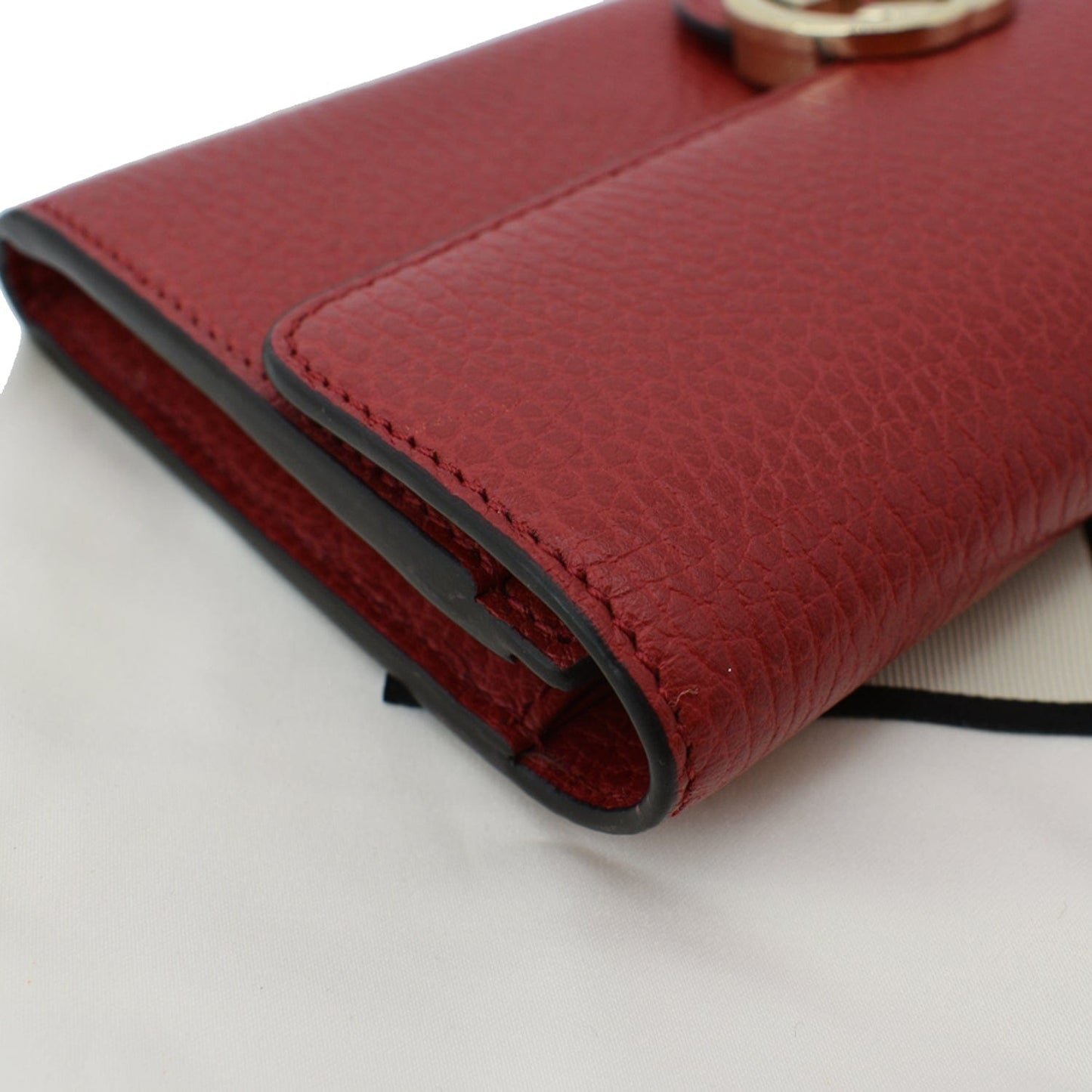 GUCCI GG Interlocking Continental Leather Wallet Red 598166