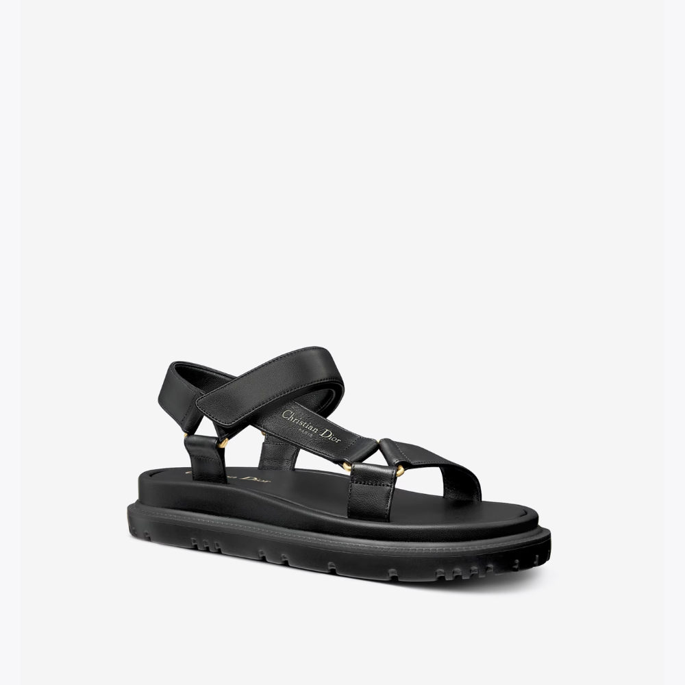 D-Wave Sandal Black Lambskin - Designer Slides & Sandals for Women