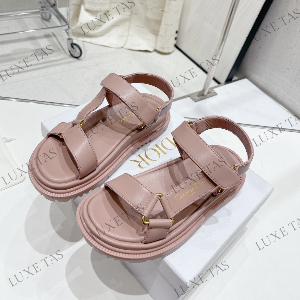 D-Wave Sandal Power Pink Lambskin - Designer Slides & Sandals for Women