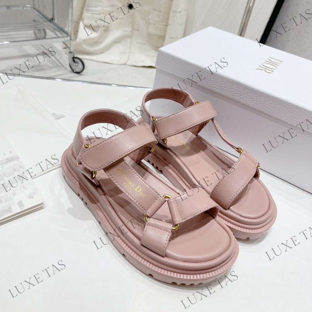 D-Wave Sandal Power Pink Lambskin - Designer Slides & Sandals for Women