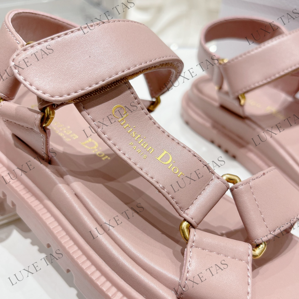 D-Wave Sandal Power Pink Lambskin - Designer Slides & Sandals for Women