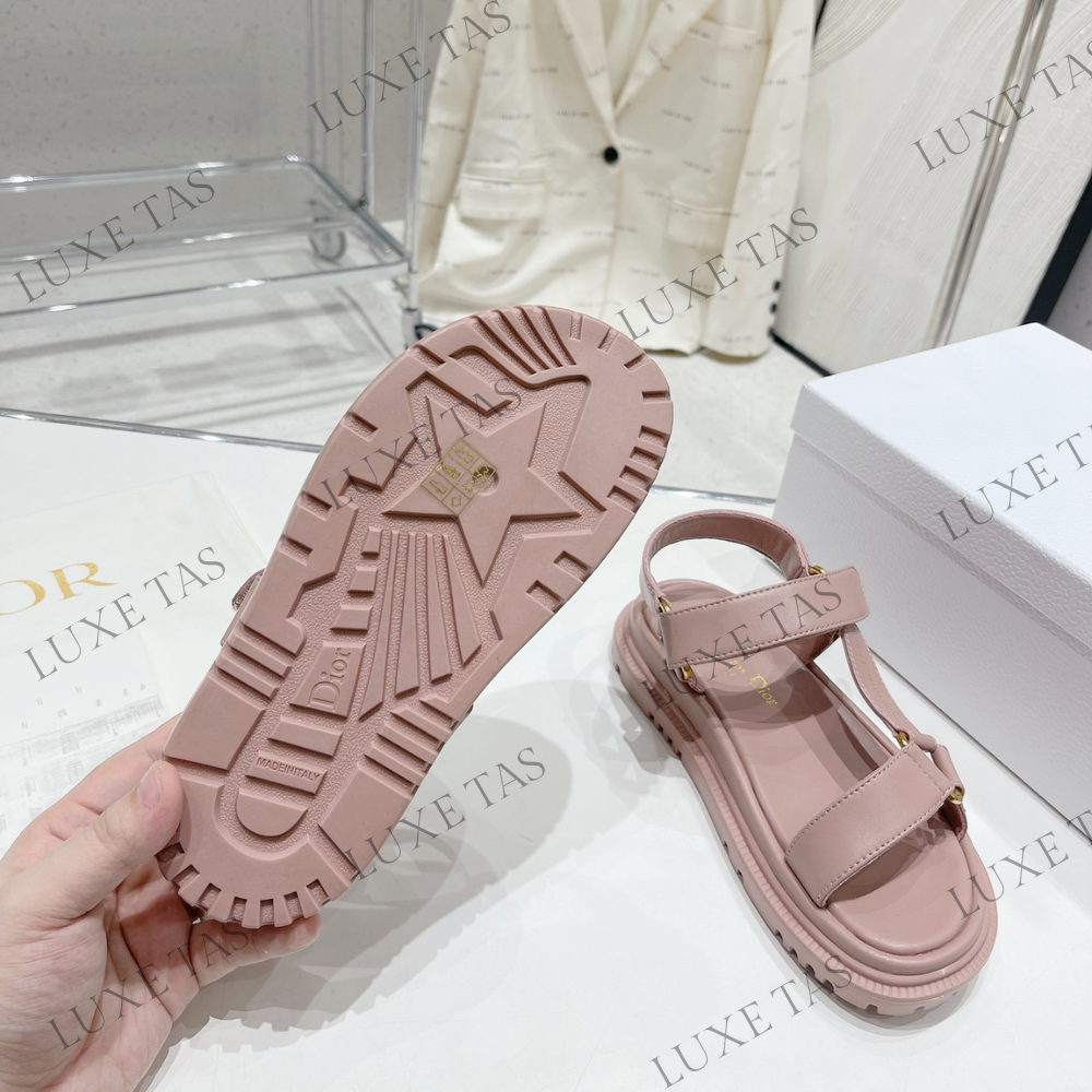 D-Wave Sandal Power Pink Lambskin - Designer Slides & Sandals for Women