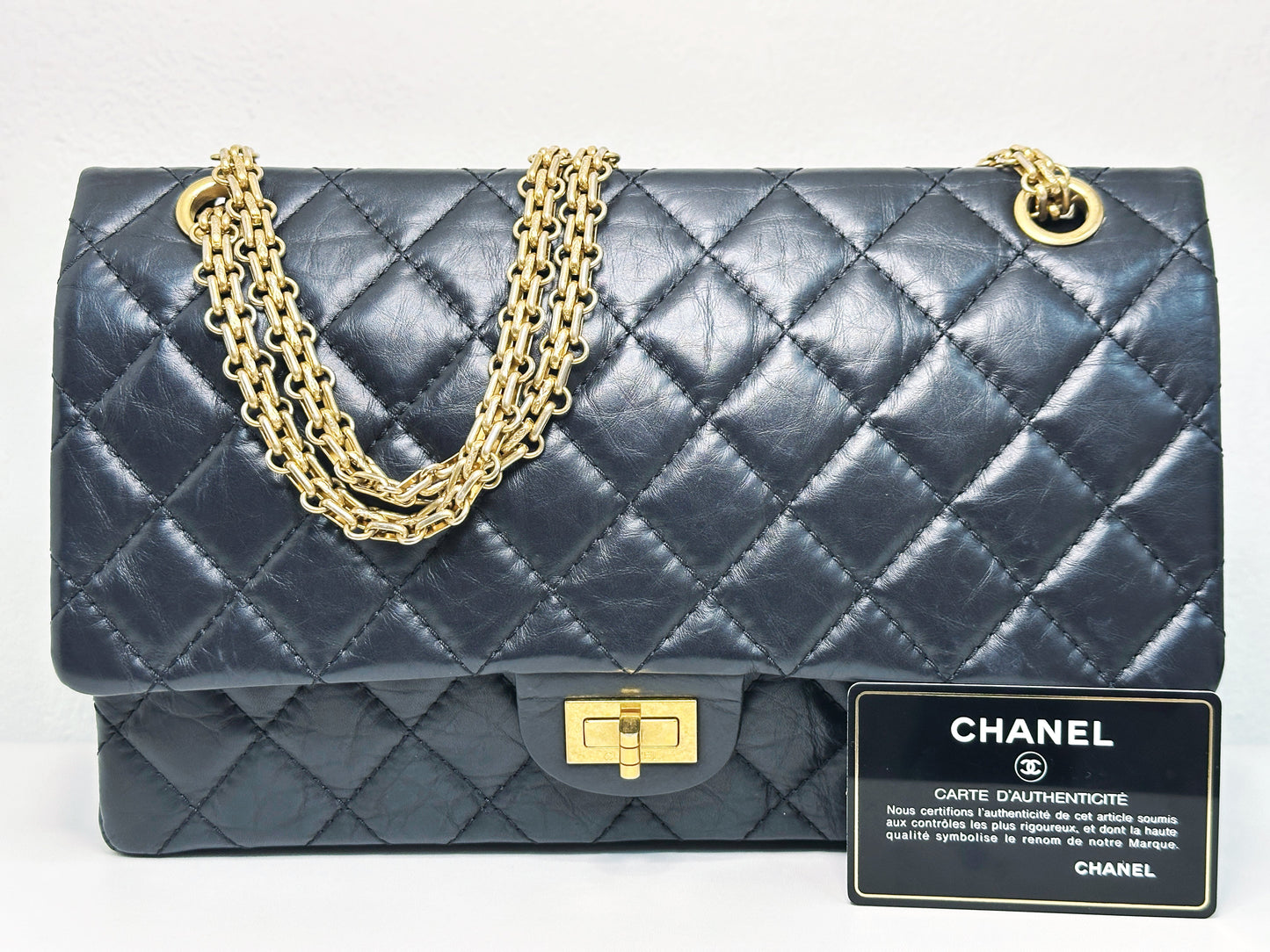 Chanel Marine Quilted Aged Calfskin 2.55 Reissue 226 Flap Bag