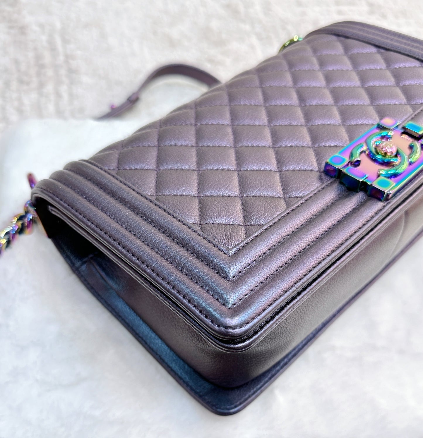 Chanel LeBoy Bag Old Medium Calfskin Purple