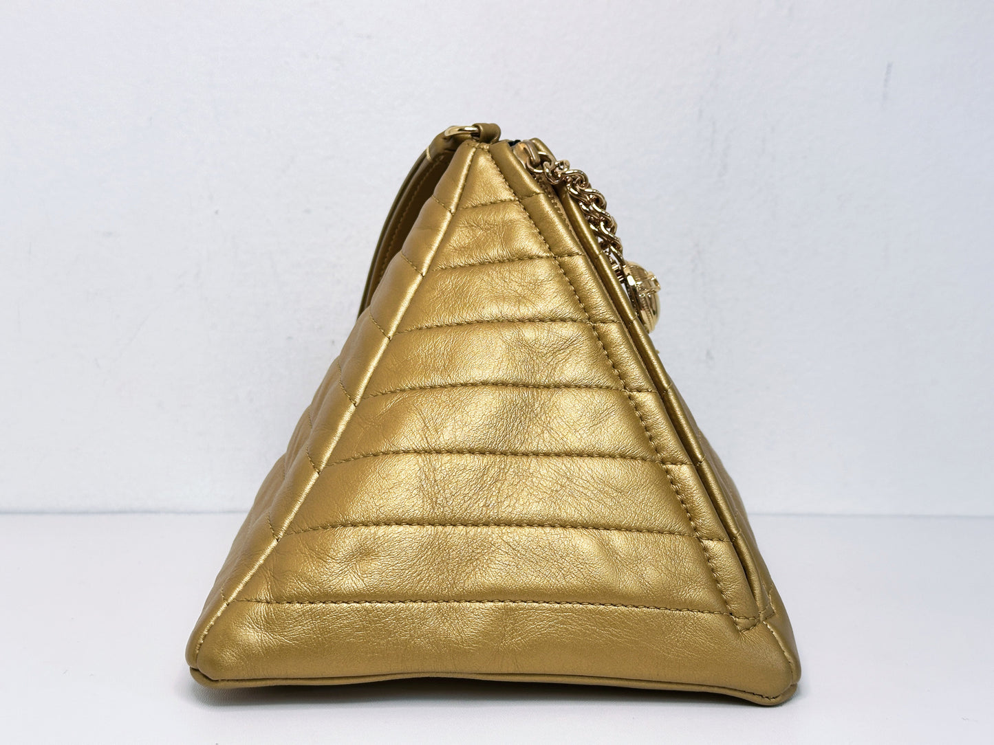 Chanel Gold Pyramid Leather Clutch Golden 2831 holo