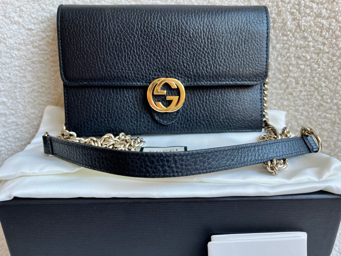 Gucci Black Interlocking GG Chain Wallet