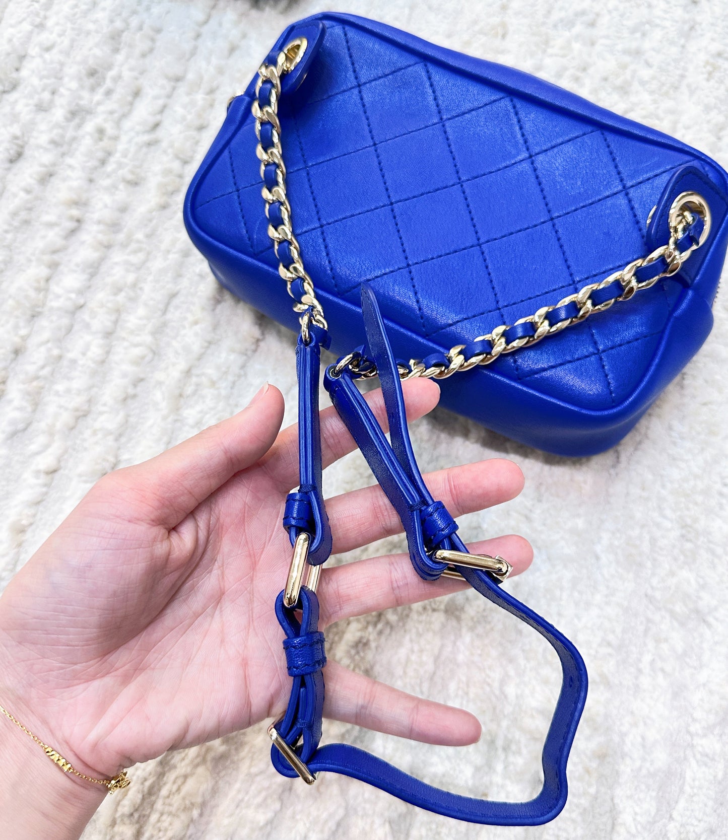 CHANEL Calfskin Casual Trip Waist Bag Blue