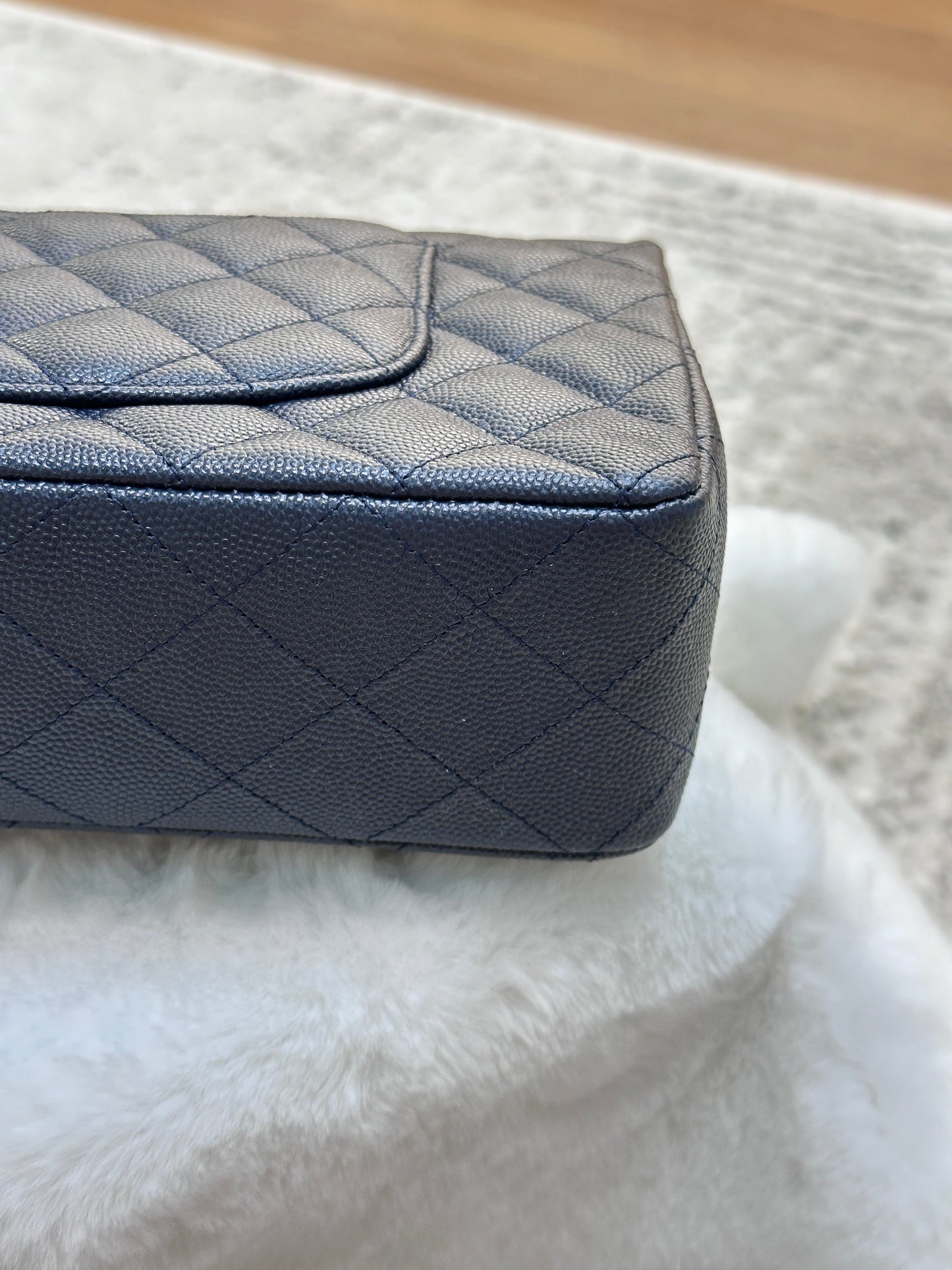 CHANEL Caviar Quilted Medium Double Flap 18B Navy