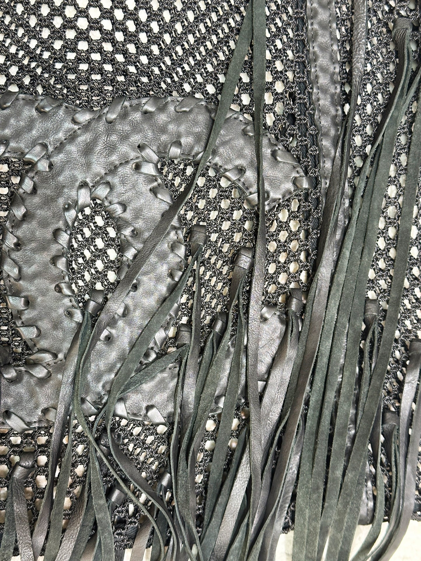 Chanel Limited Edition Resort 2011 Black Fringe Mesh Tote Bag 1373 holo card