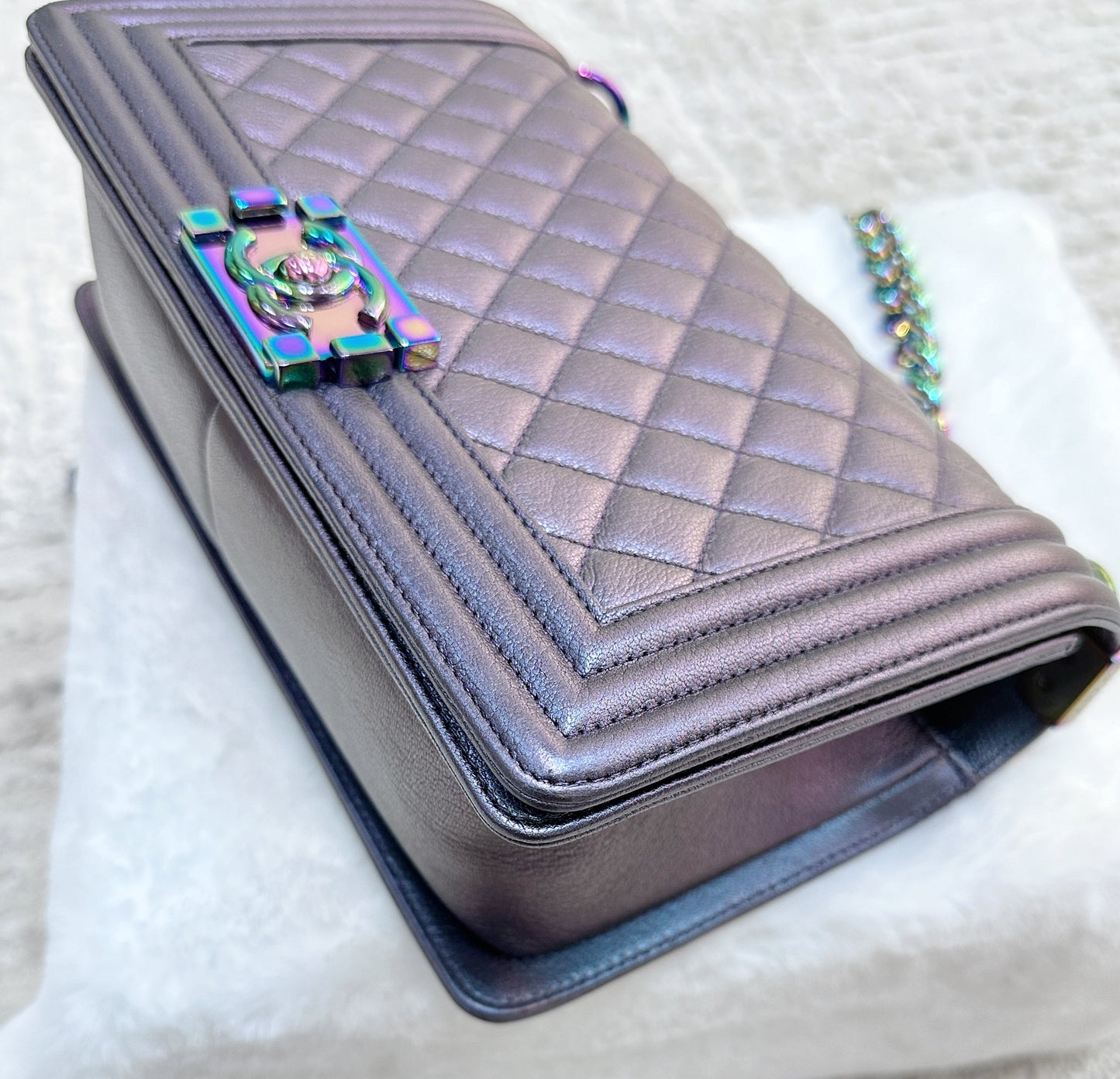 Chanel LeBoy Bag Old Medium Calfskin Purple