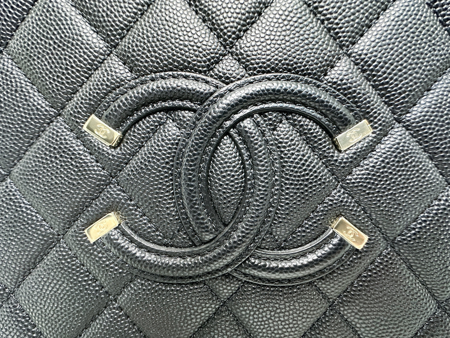 Chanel Filigree Large Black Vanity Case Bag in Caviar Leather GHW