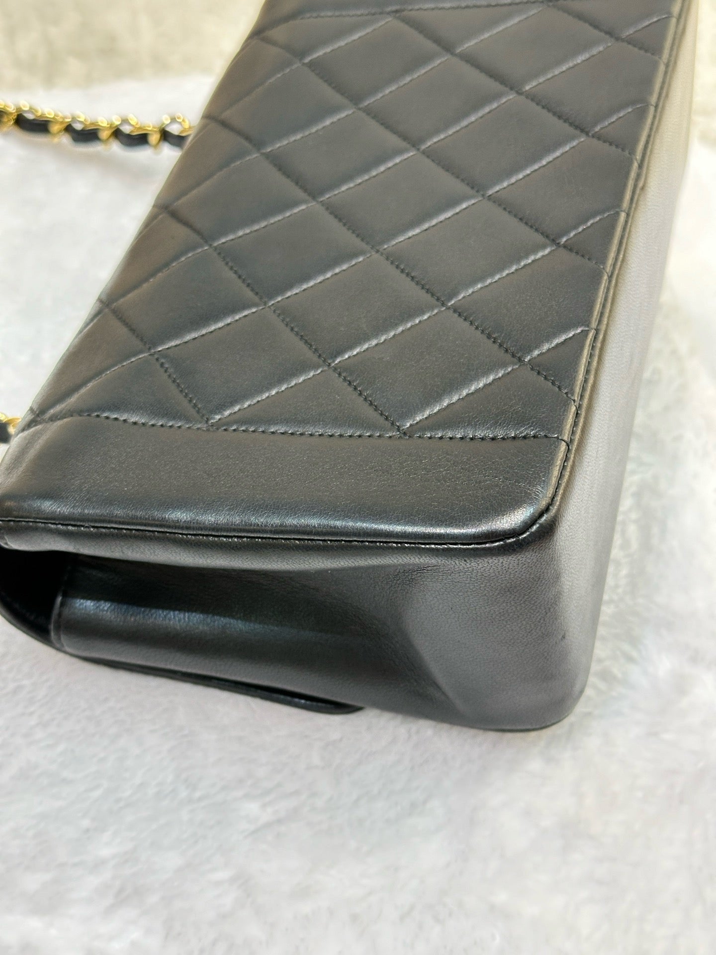 Chanel Small Vintage Diana Lambskin Should Flap Bag Black GHW 2 Holo