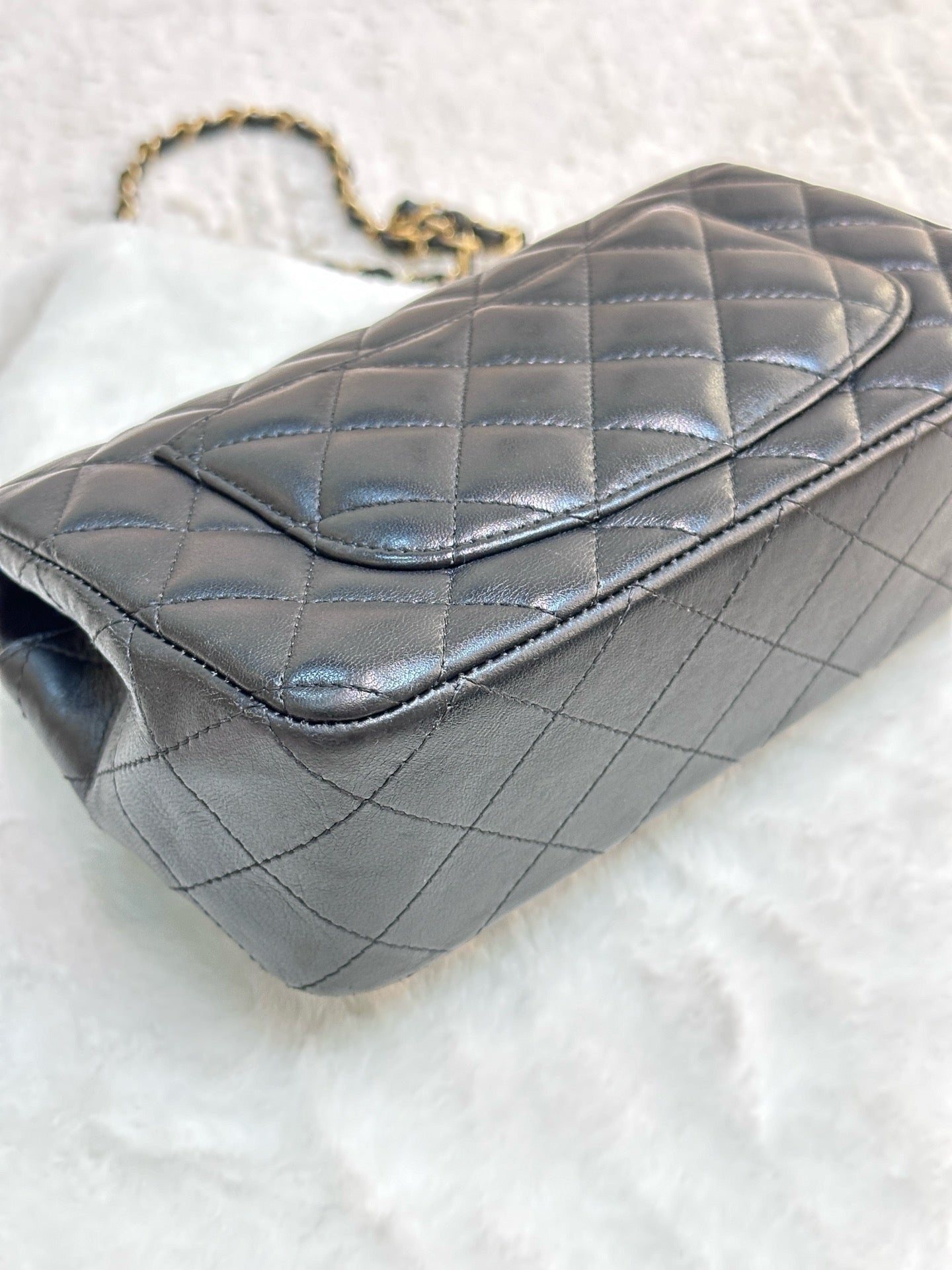 Chanel Mini Rectangular Lambskin Quilted Studded Flap Black
