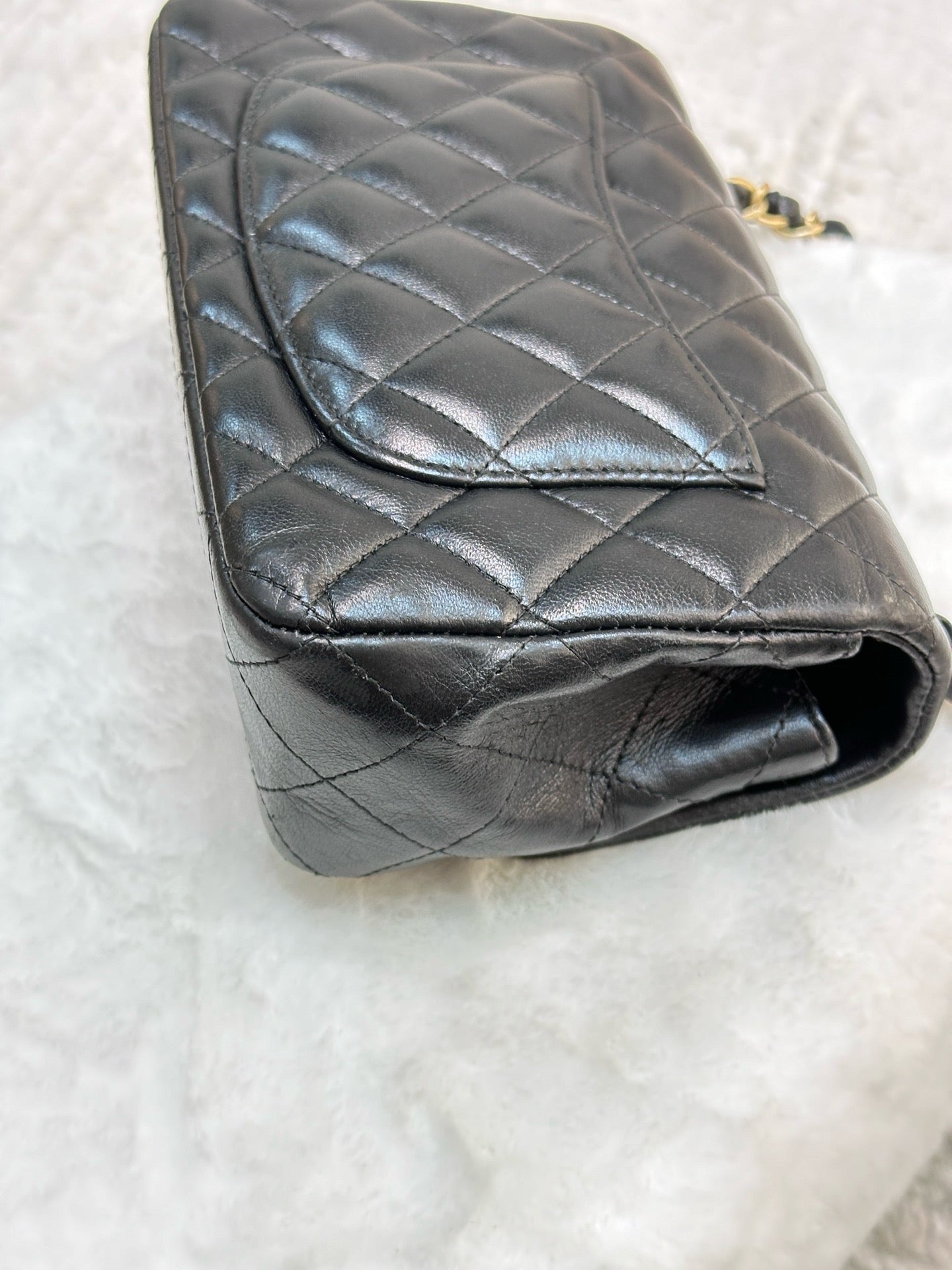 Chanel Mini Rectangular Lambskin Quilted Studded Flap Black