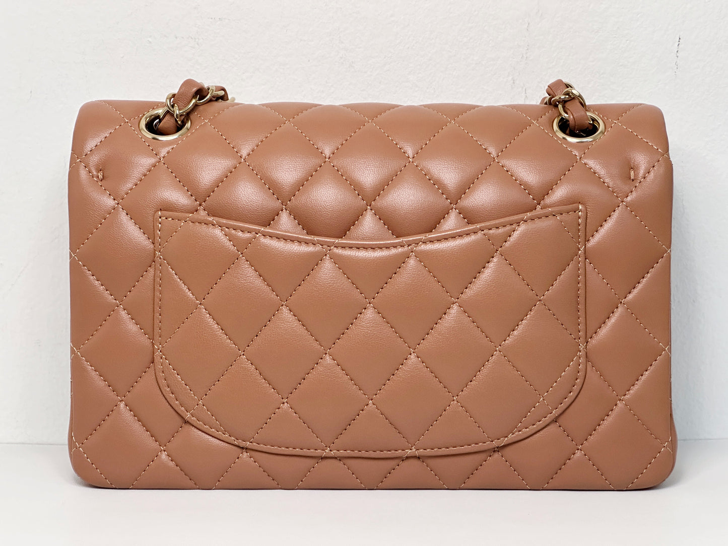 Chanel Small Lambskin Classic Double Flap Bag Dark Beige LGHW